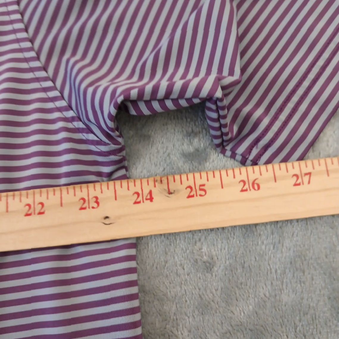 Footjoy FootJoy Polo Shirt Mens Large Purple Striped Short Sleeve Hat? Size US L / EU 52-54 / 3 - 7 Thumbnail