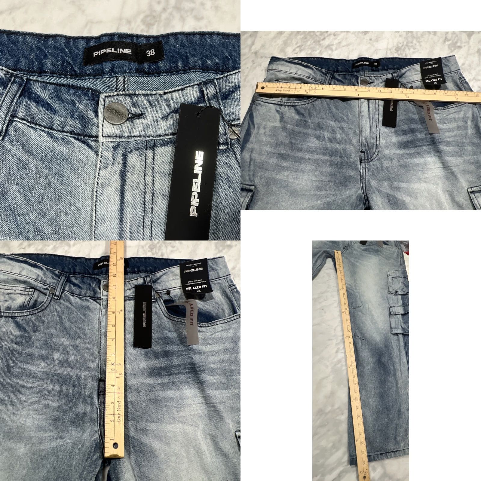Vintage Pipeline Cargo Jeans Men 38 Relaxed Fit Light Wash Grunge NWT Java? Size US 38 / EU 54 - 8 Thumbnail