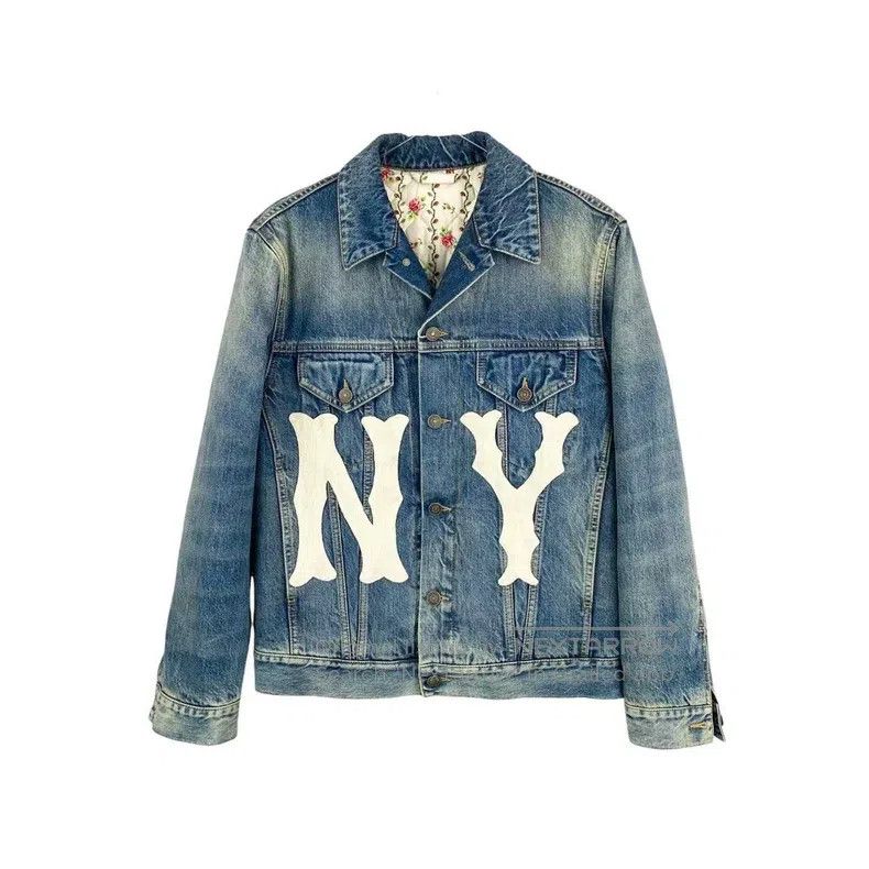 Gucci Gucci Mlb co-branded embroidered logo denim jacket Size S / US 4 / IT 40 - 1 Thumbnail