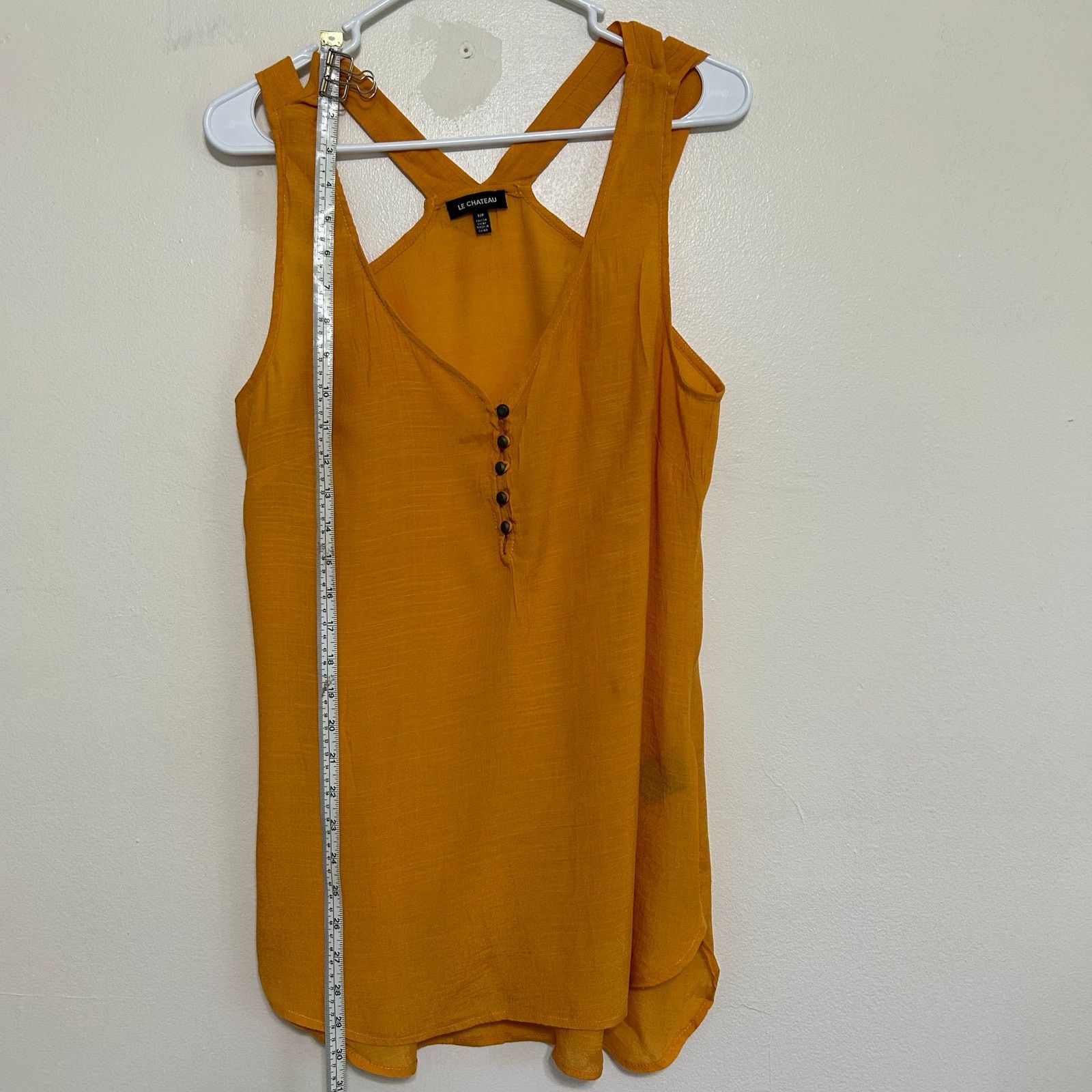 Le Chateau Le Chateau Mustard Sleeveless Henley Strappy Back Top Small Size S / US 4 / IT 40 - 7 Thumbnail