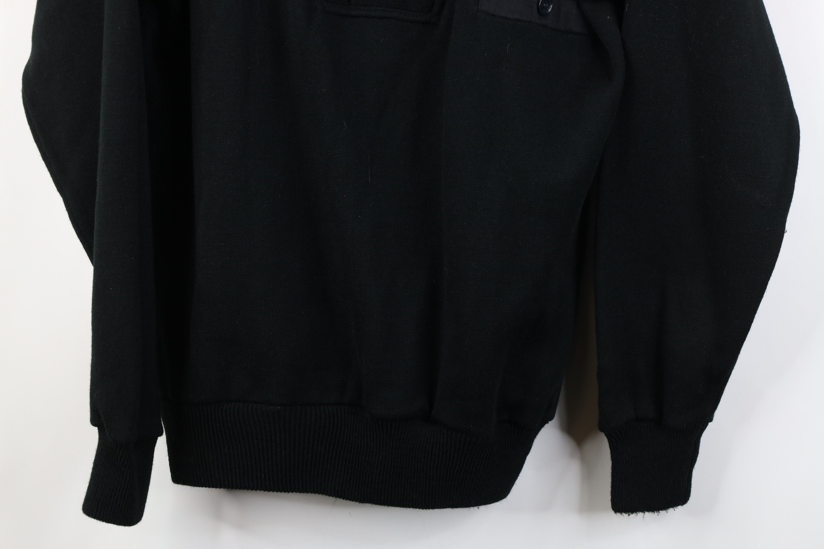 Vintage Vintage 70s Streetwear Blank Knit Shawl Henley Sweater Black Size US M / EU 48-50 / 2 - 3 Thumbnail