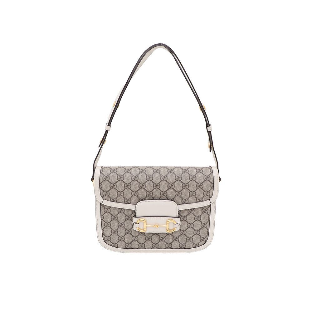 Gucci White GG Supreme Canvas Horsebit Shoulder Bag Size ONE SIZE - 1 Thumbnail