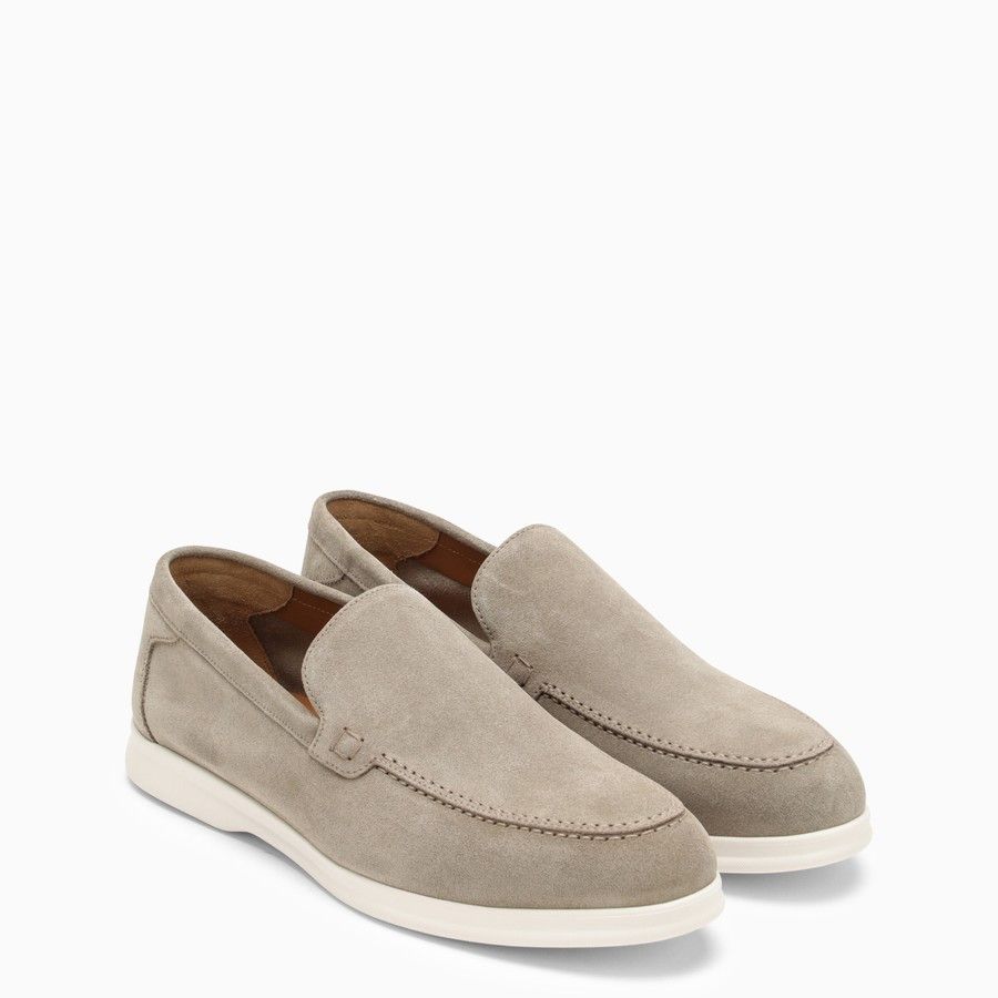 image of Doucals O1D2Blof0324 Suede Loafers In Light Grey, Men's (Size 8)