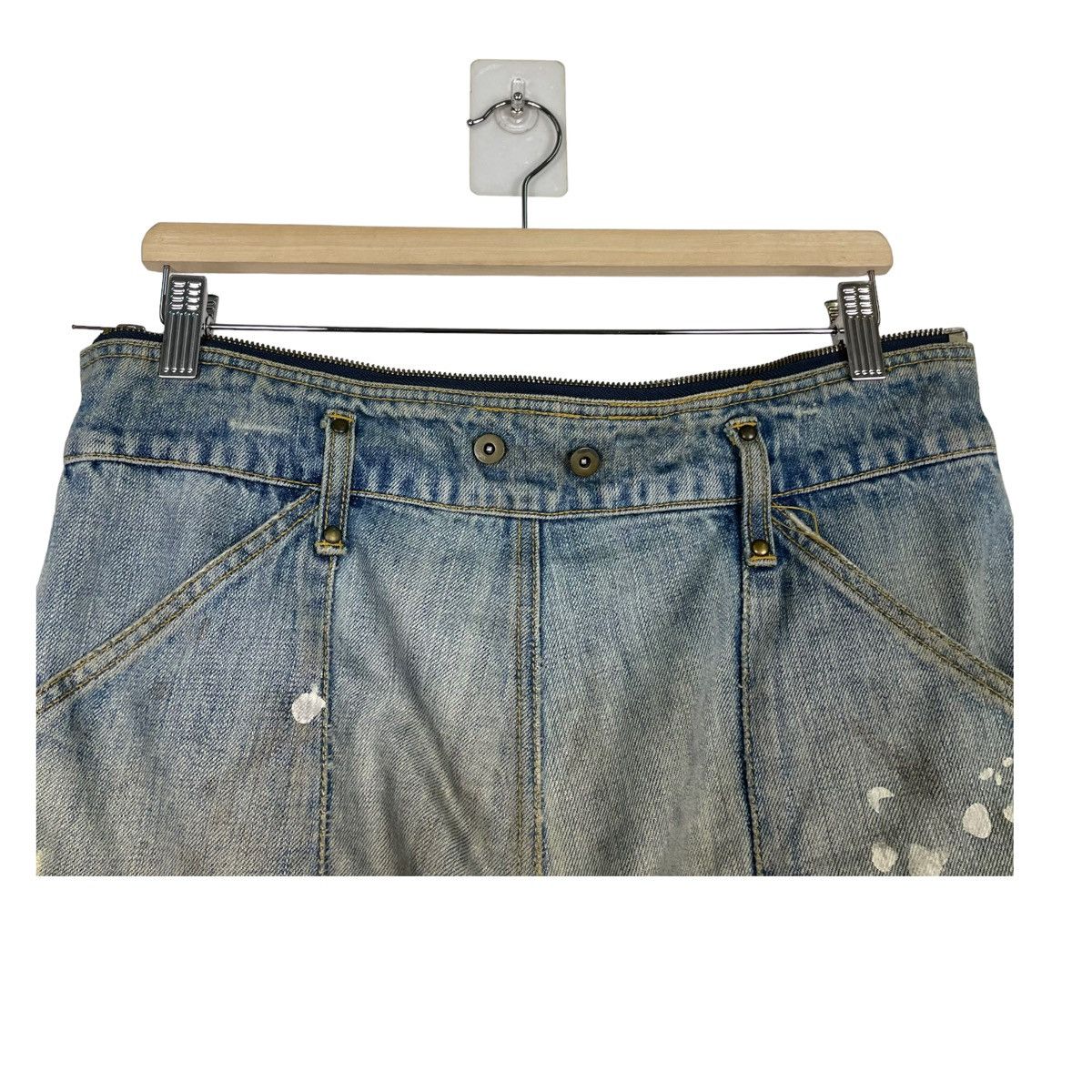 Japanese Brand THRASHED💥BLUE UNION MADE PAINTER DISTRESSED DENIM JEAN Size US 32 / EU 48 - 10 Thumbnail