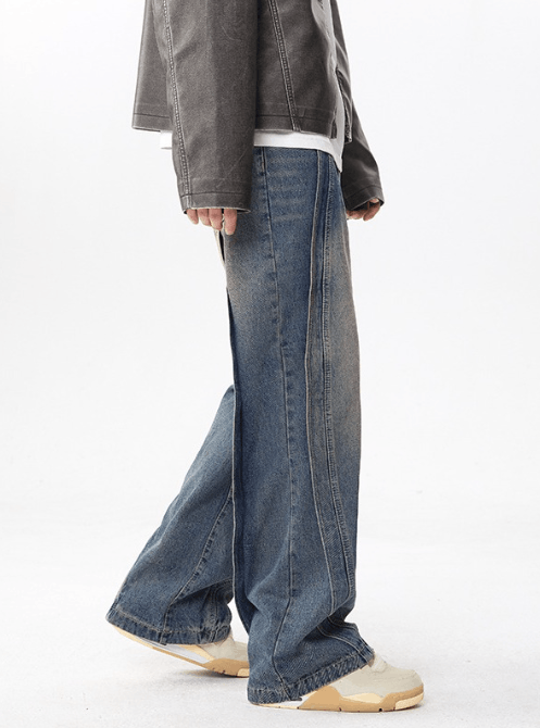 Japanese Brand × Jean American high street side stitching loose straight jeans Size US 32 / EU 48 - 3 Thumbnail