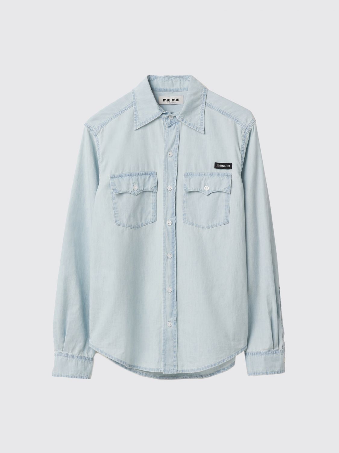 image of Miu Miu Shirt Woman Blue, Women's (Size Medium)
