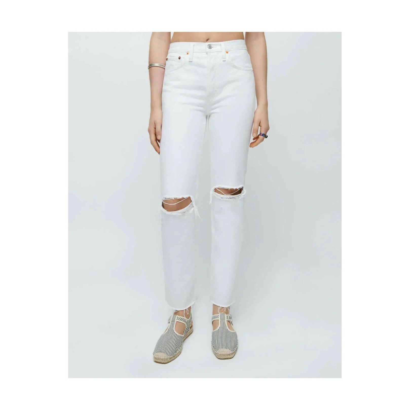 $295 NWT RE/DONE 70S STOVE PIPE WHITE DESTROY SZ 25