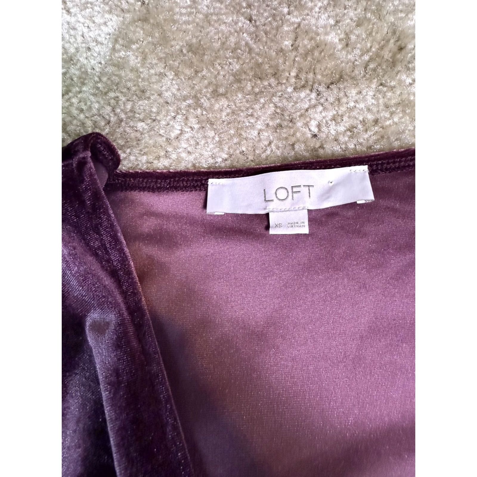 Loft LOFT Dress Womens XS Purple Velvet Wrap Women Elastic Waist Long Sleeve neck Stretch D493 Size XS / US 0-2 / IT 36-38 - 7 Thumbnail