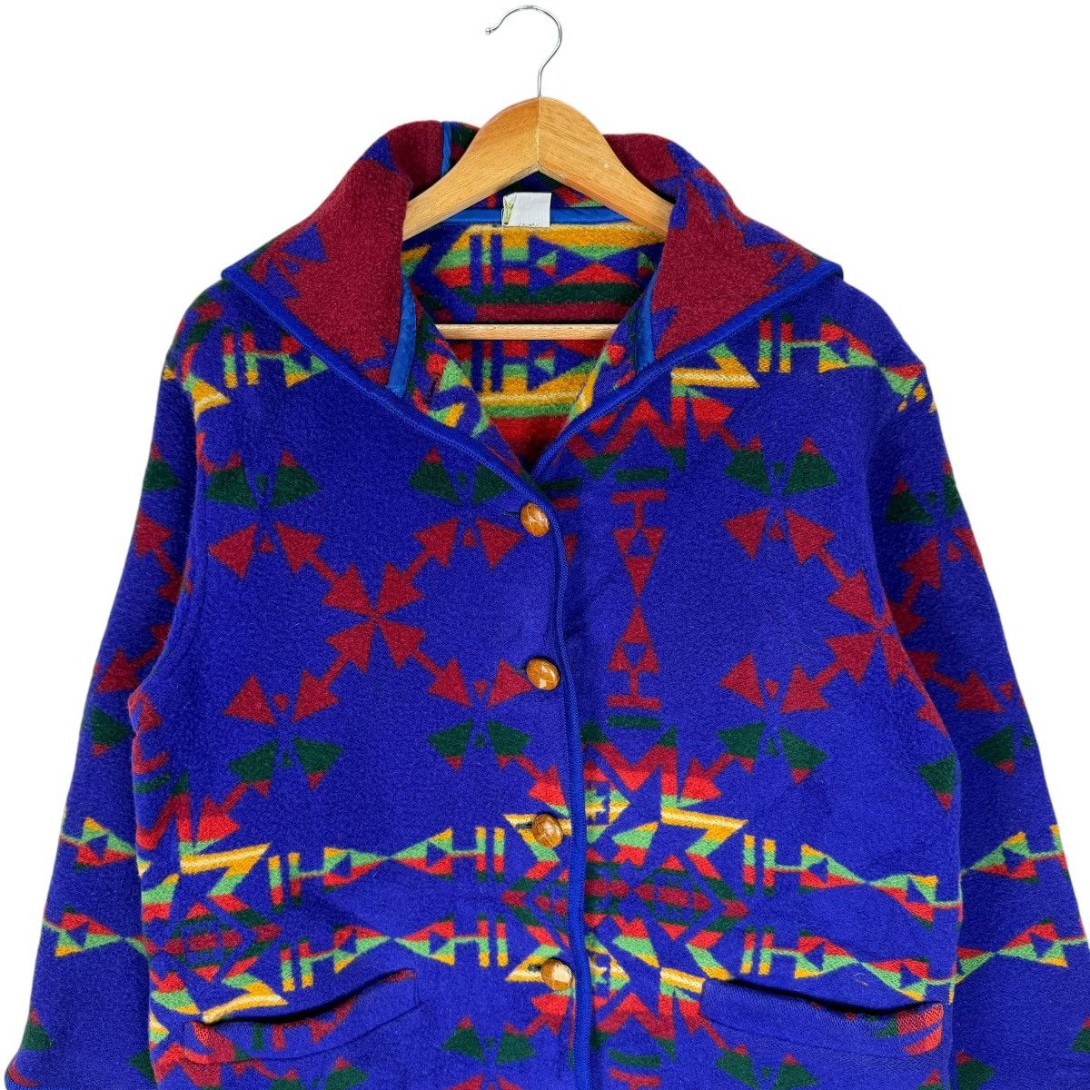United Colors Of Benetton ☀️UCOB NAVAJO AZTEC HOODIE WOOL JACKET Size M / US 6-8 / IT 42-44 - 3 Thumbnail