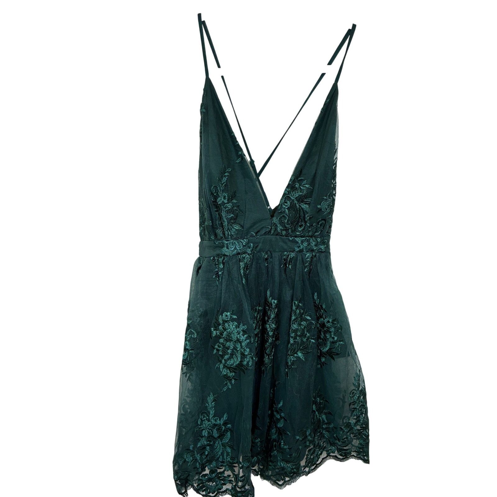 Other NWT A Love To Remember Emerald Lace Backless Skater Dress S Size S / US 4 / IT 40 - 2 Thumbnail