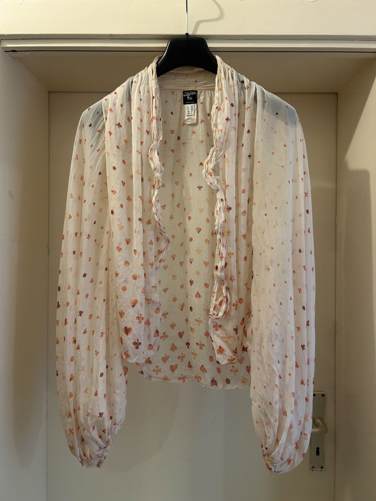 Jean Paul Gaultier Vintage pleated silk blouse with printed pattern Size M / US 6-8 / IT 42-44 - 1 Thumbnail