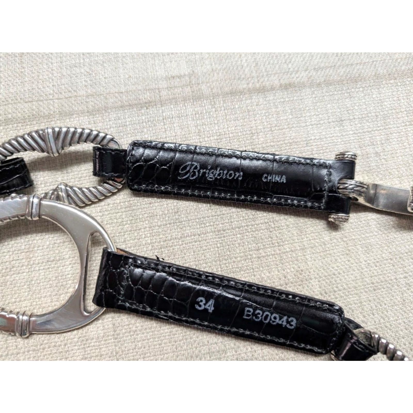 Brighton VINTAGE Brighton alligator embossed SOUTHWESTERN black leather 34 concho belt METAL Size ONE SIZE - 5 Thumbnail