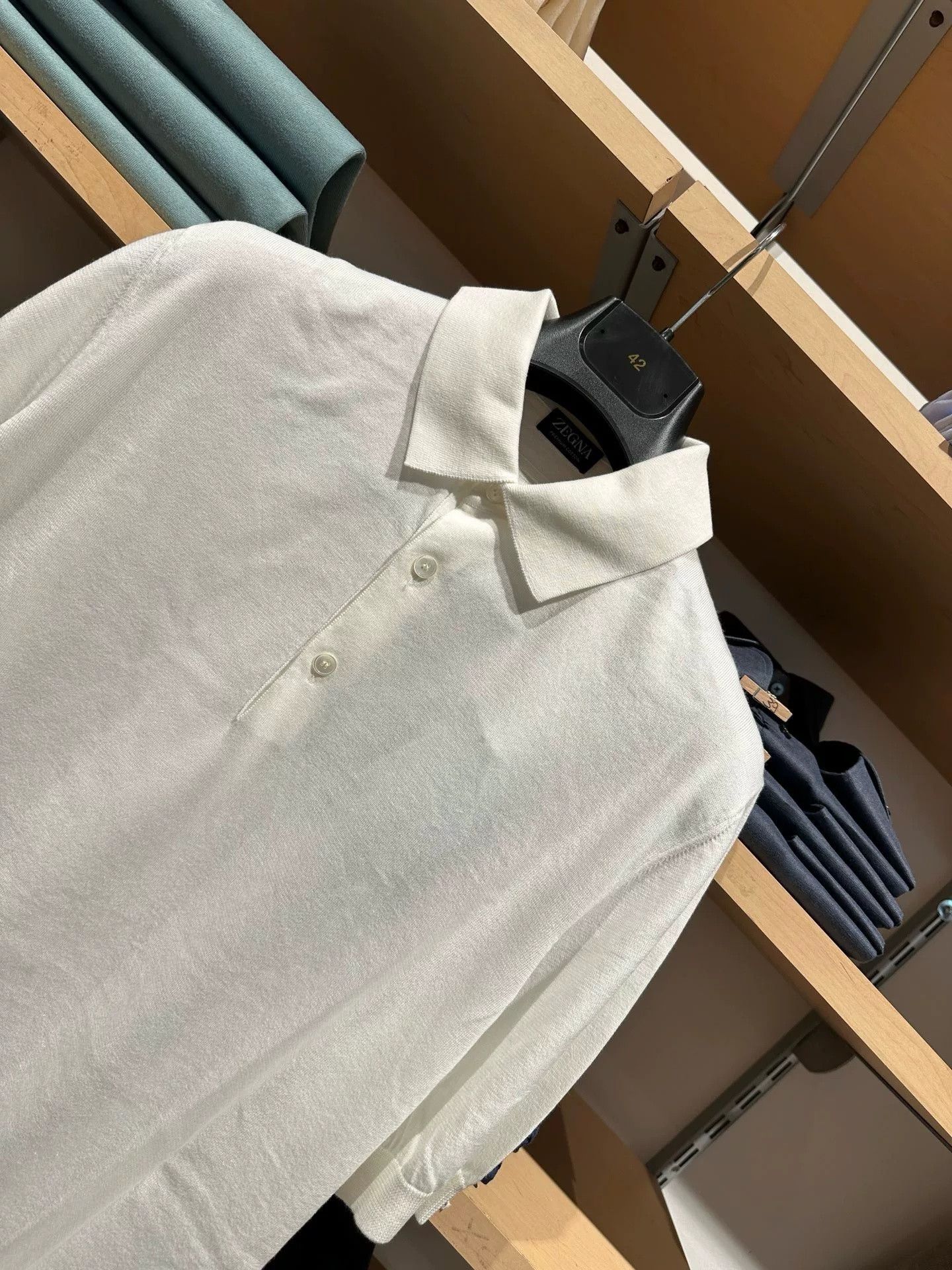 Ermenegildo Zegna Zegna White Knit Short Sleeve Polo Size US M / EU 48-50 / 2 - 2 Thumbnail