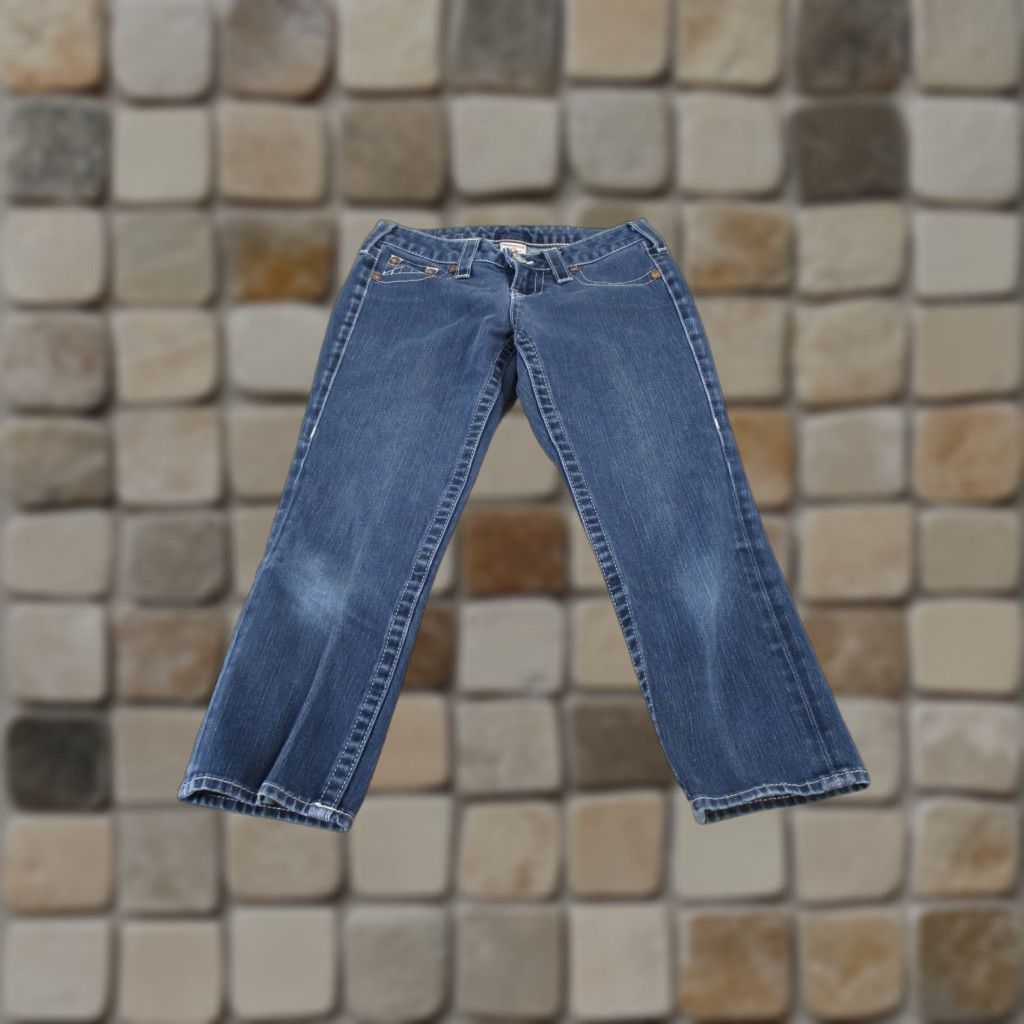 True Religion VINTAGE True Religion Womens Jeans Cropped Low Rise Dark Wash Size 26 Blue Denim Girls Size 26" / US 2 / IT 38 - 1 Thumbnail