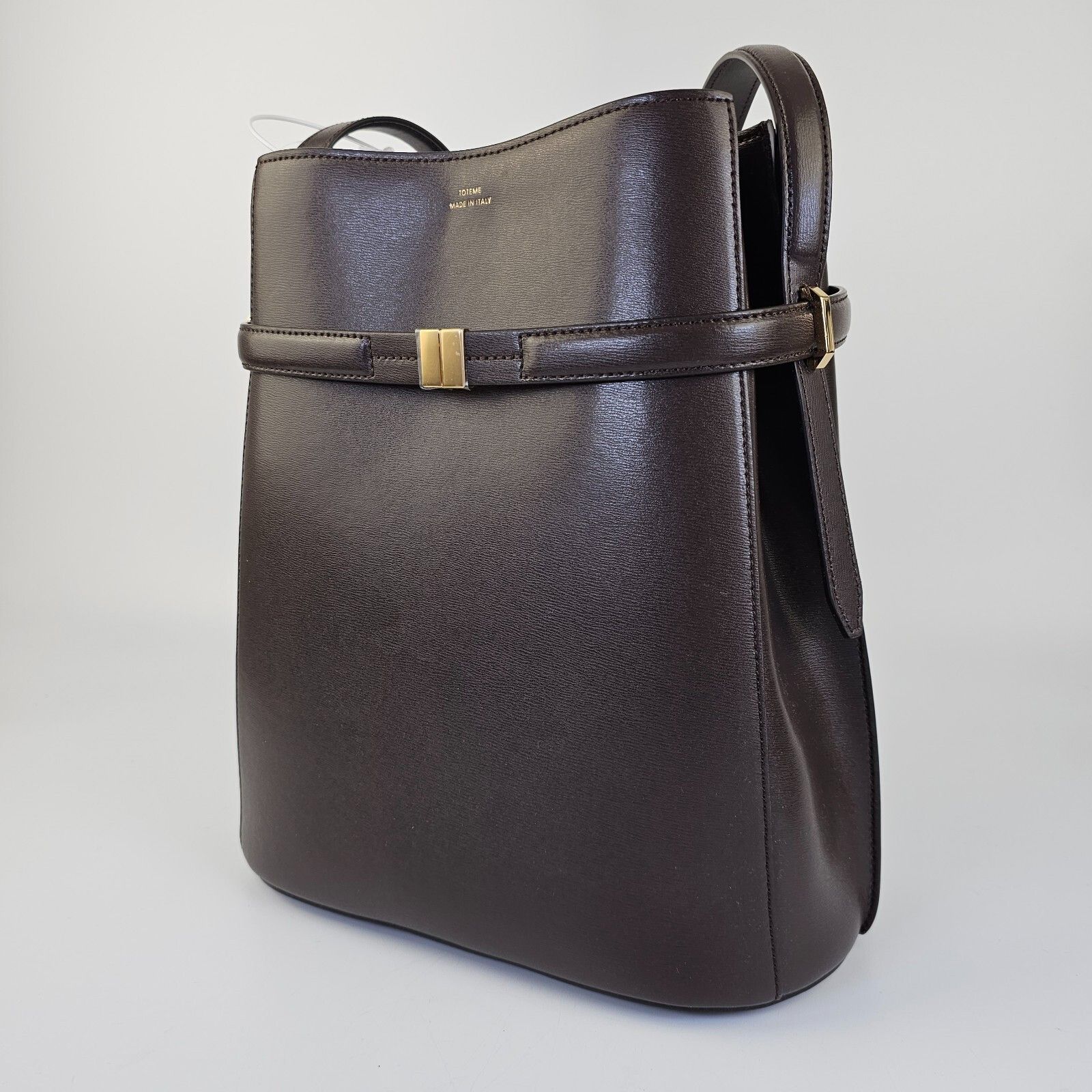 Toteme TOTEME Bark Brown Leather Belted Bucket Bag New Size ONE SIZE - 3 Thumbnail