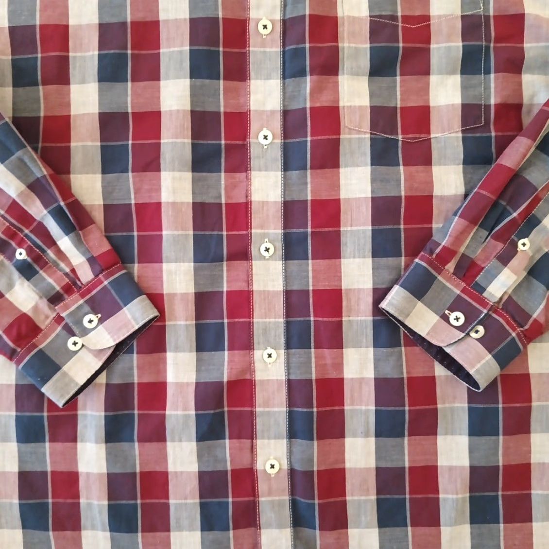 Van Heusen Van Heusen Shirt Mens XL Red Plaid Long Sleeve Button-Down Cotton Blend Classic Regular Size US XL / EU 56 / 4 - 4 Thumbnail