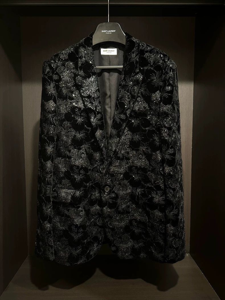 Saint Laurent Paris Saint Laurent Paris Elegant Velvet Blazer with Embroidered Size US L / EU 52-54 / 3 - 1 Thumbnail