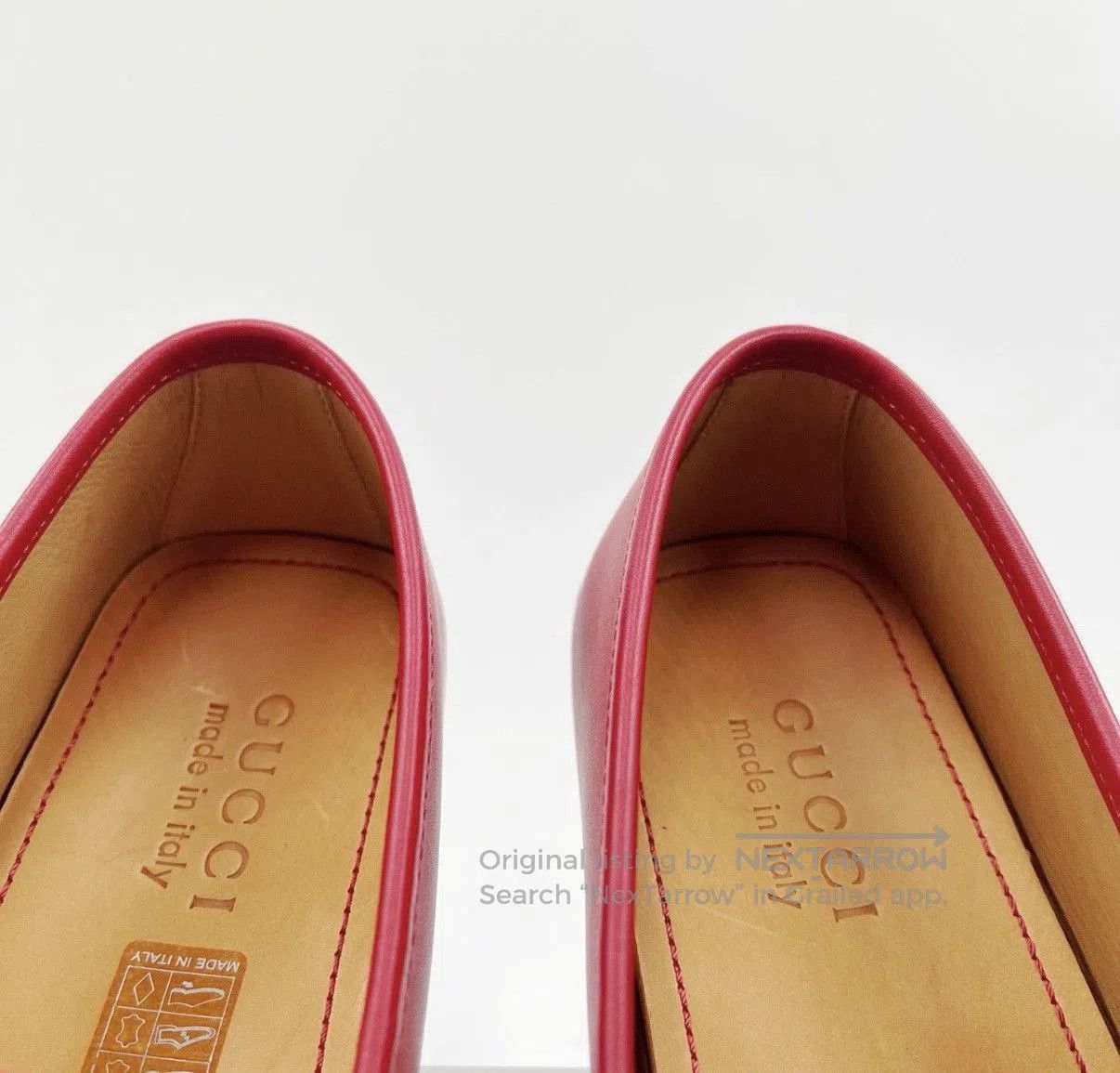 Gucci Red Embossed Leather Slip-On Shoes. Size US 9 / EU 42 - 3 Thumbnail