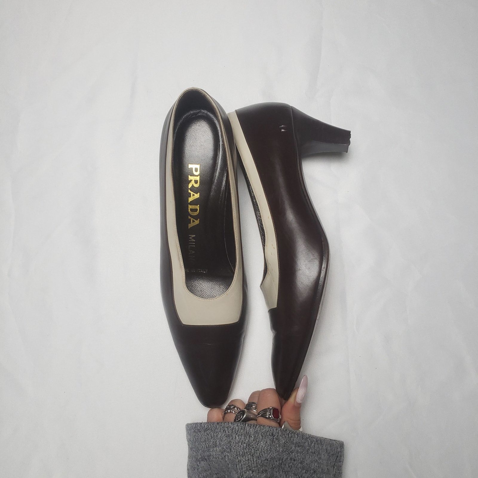 Prada Vintage Prada leather Heels tan and brown Size US 8 / IT 38 - 14 Thumbnail