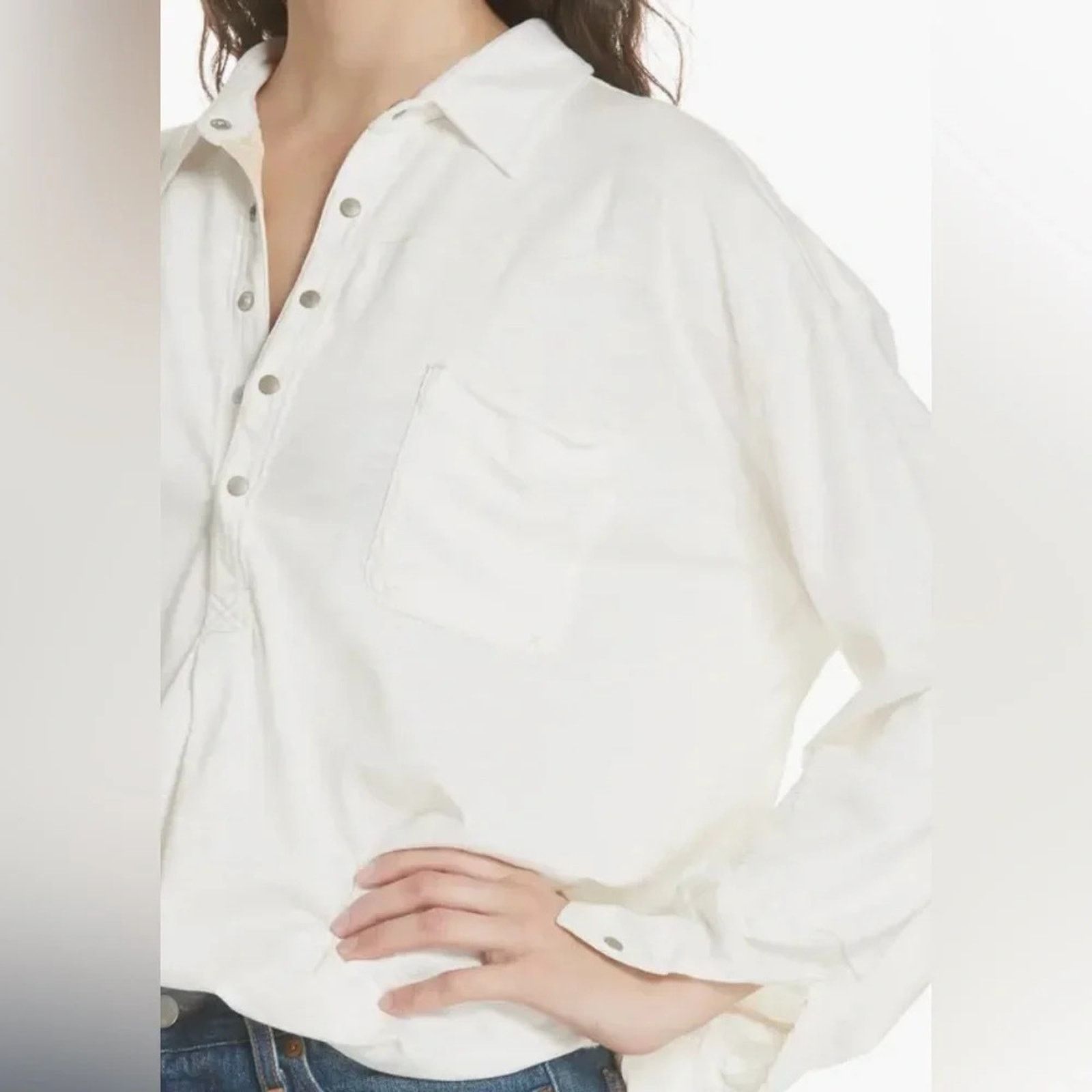 Free People We The Free long sleeve oversized Henley top, size XS Size XS / US 0-2 / IT 36-38 - 2 Thumbnail