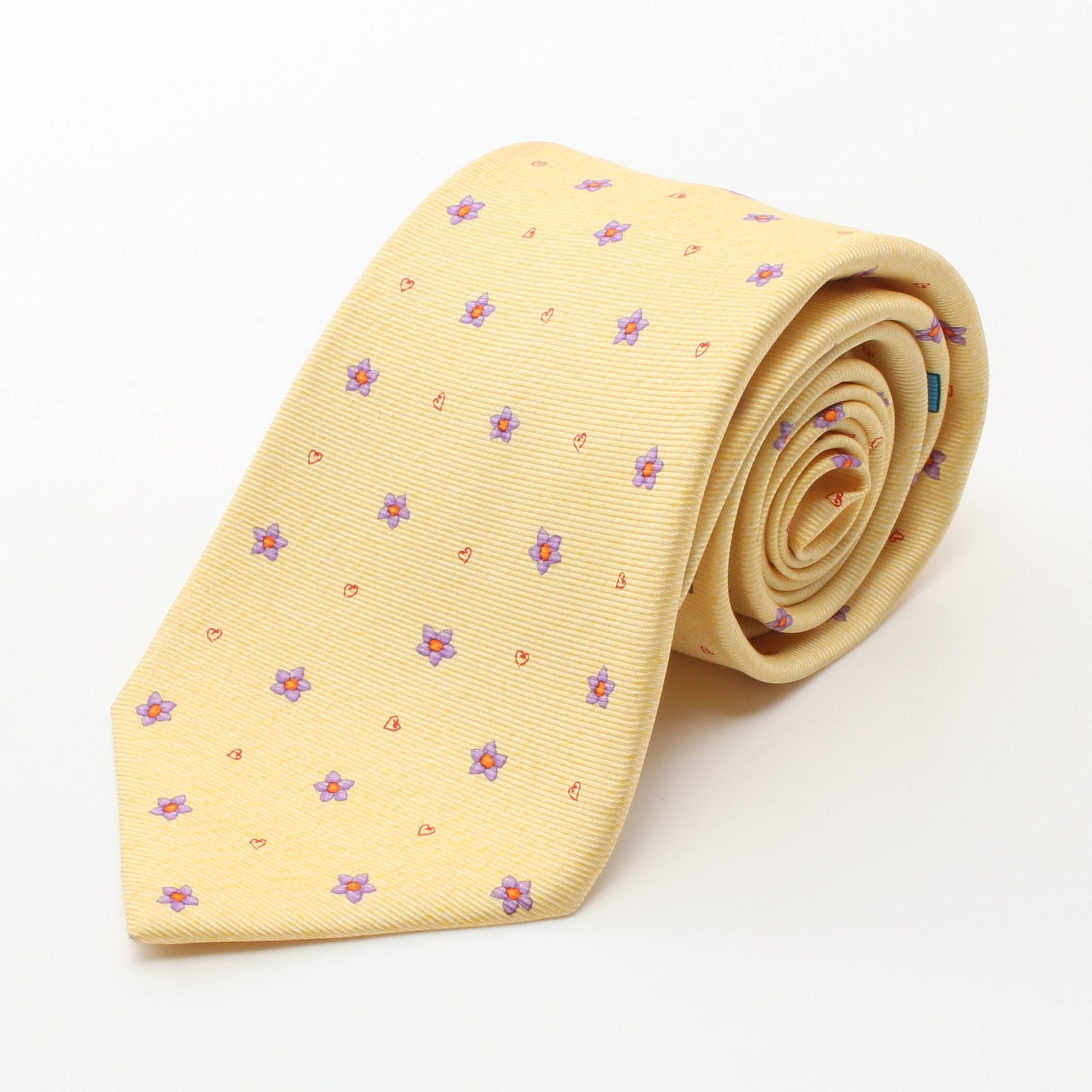 Bvlgari Bvlgari Tie Floral Pattern Heart Silk Yellow Multicolor Size ONE SIZE - 1 Thumbnail