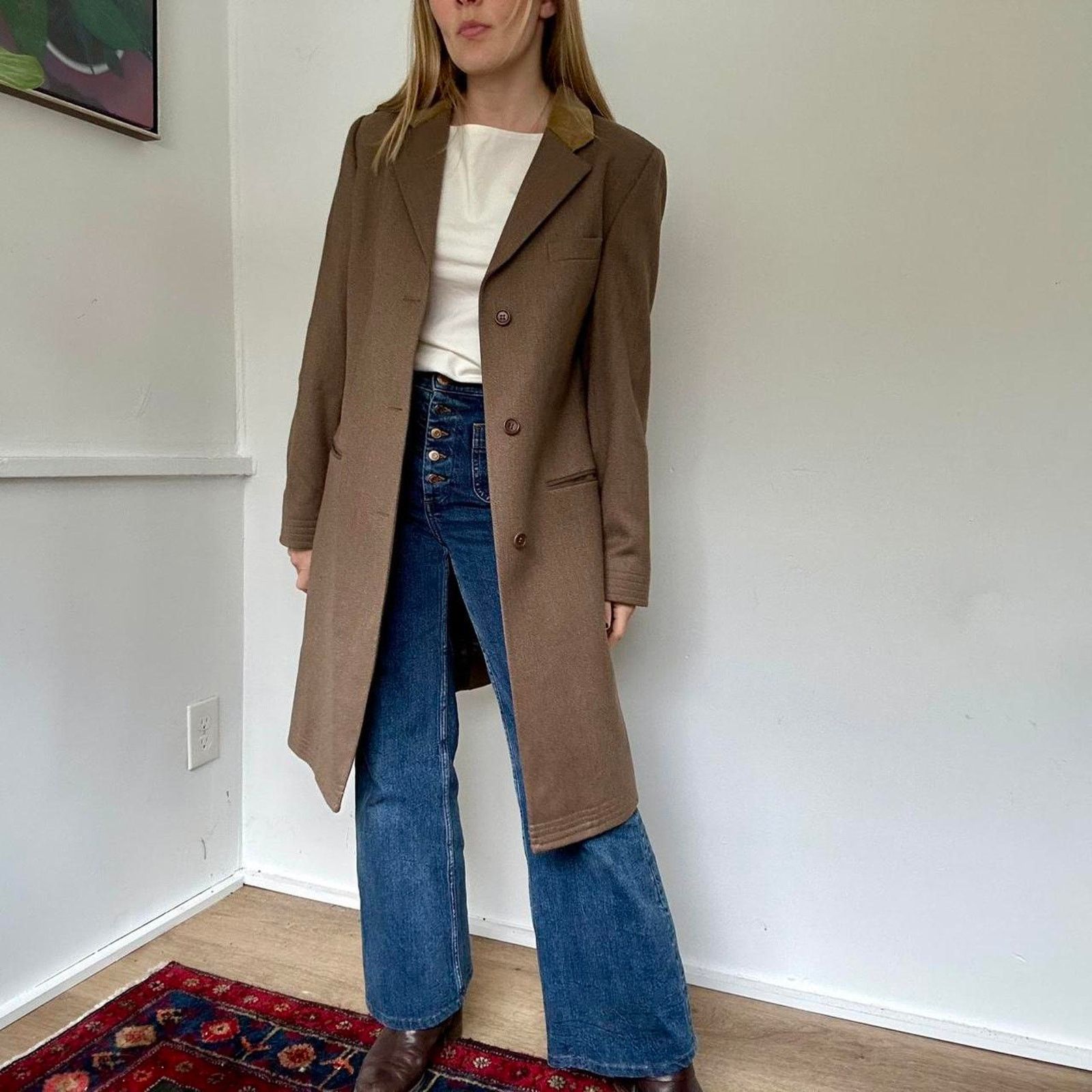Other Vintage Brown Longline Wool Coat (XS) Size XS / US 0-2 / IT 36-38 - 1 Thumbnail