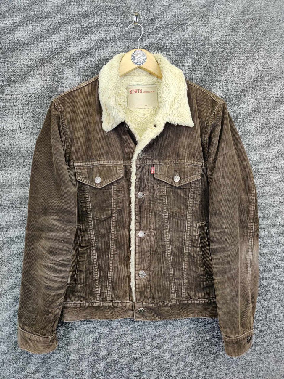 Edwin Vintage Edwin Corduroy Shearling Brown Trucker Jacket Size US M / EU 48-50 / 2 - 1 Thumbnail