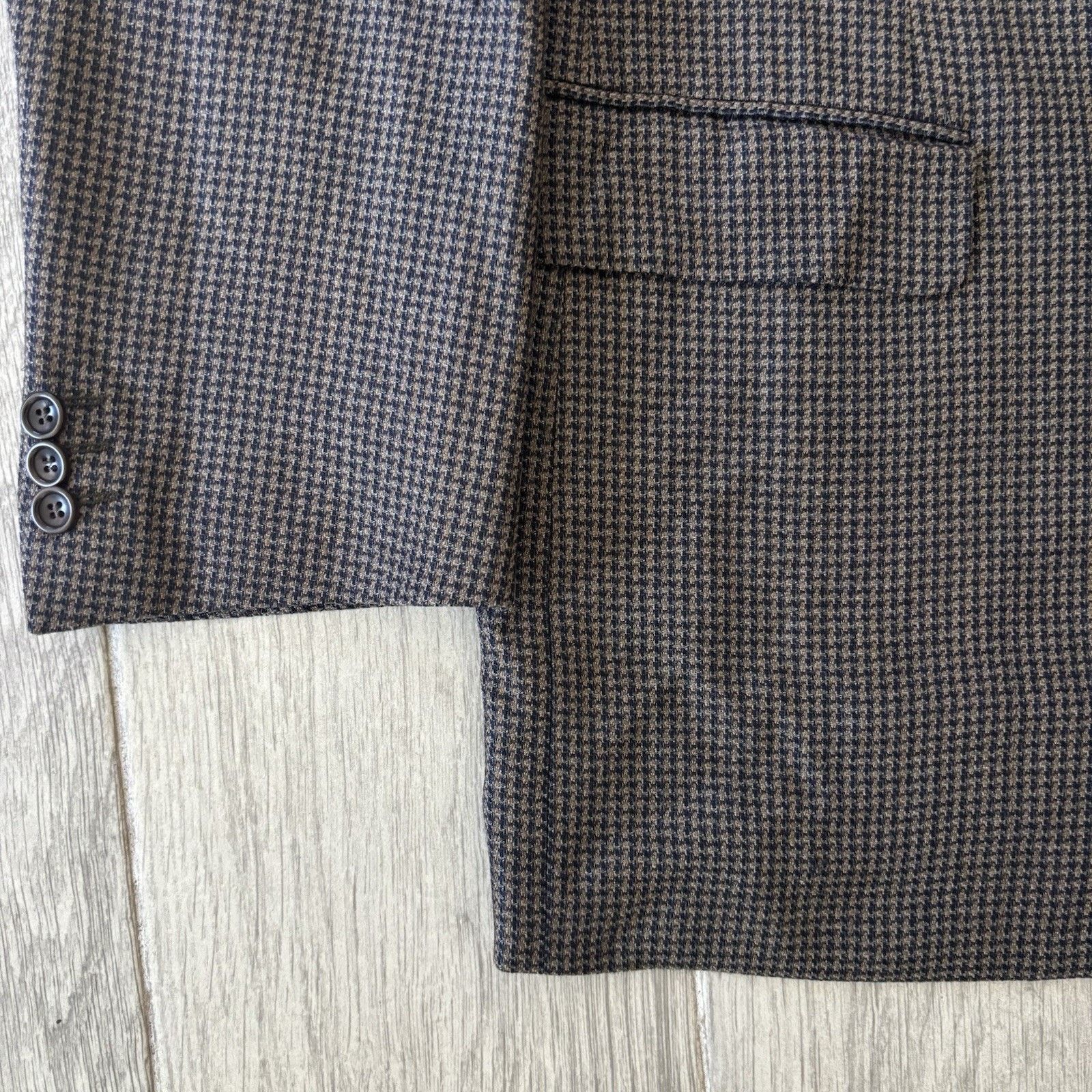Canali Canali Blazer Wool Silk Coat Brown Houndstooth 44R (EU 54R) Size 44R - 4 Thumbnail