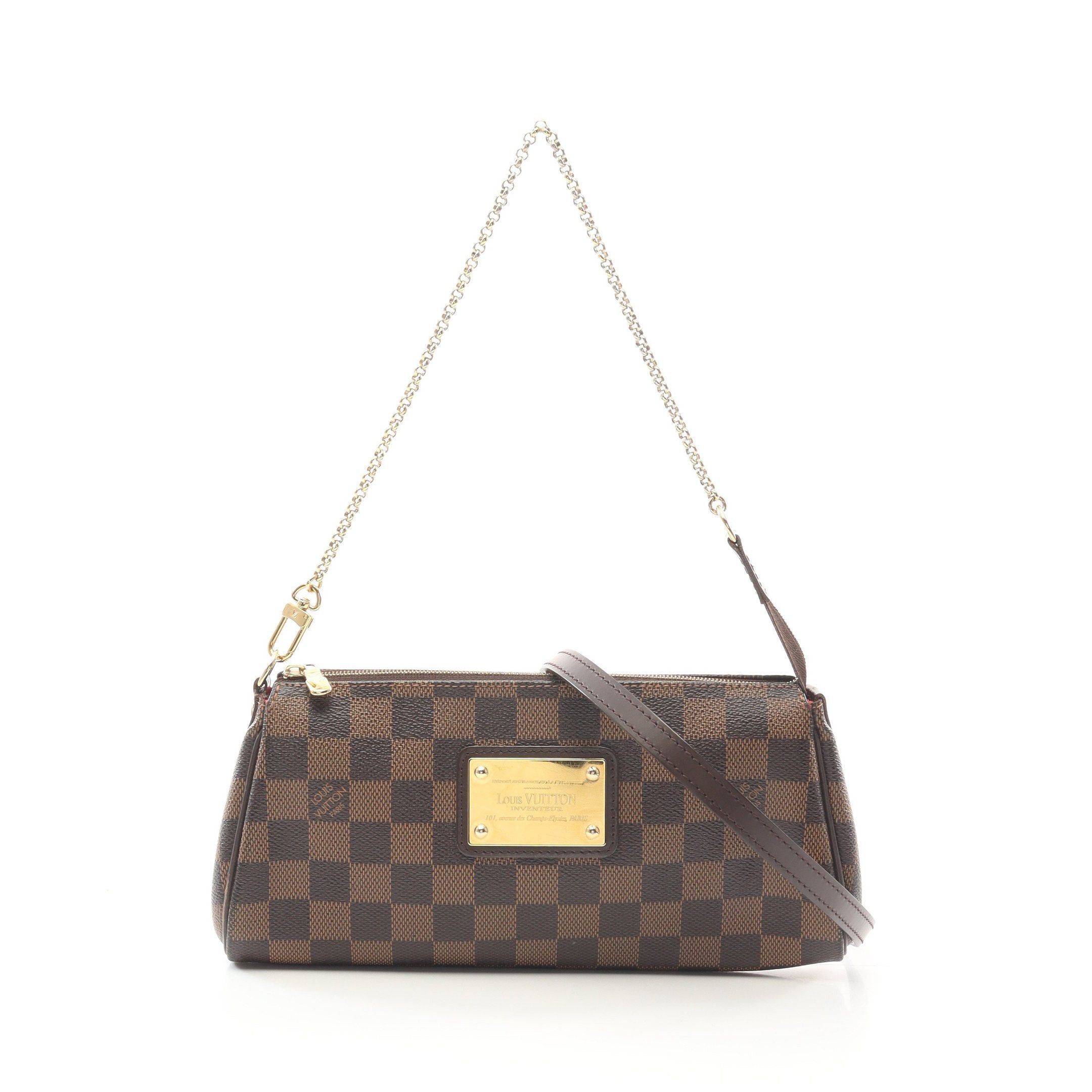 Louis Vuitton Louis Vuitton Eva Damier Ebene Chain Handbag Leather Brown Size ONE SIZE - 1 Thumbnail