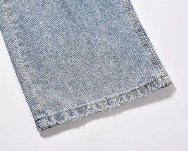 VIBE Men's loose all-match straight American washed ripped jeans Size US 32 / EU 48 - 6 Thumbnail