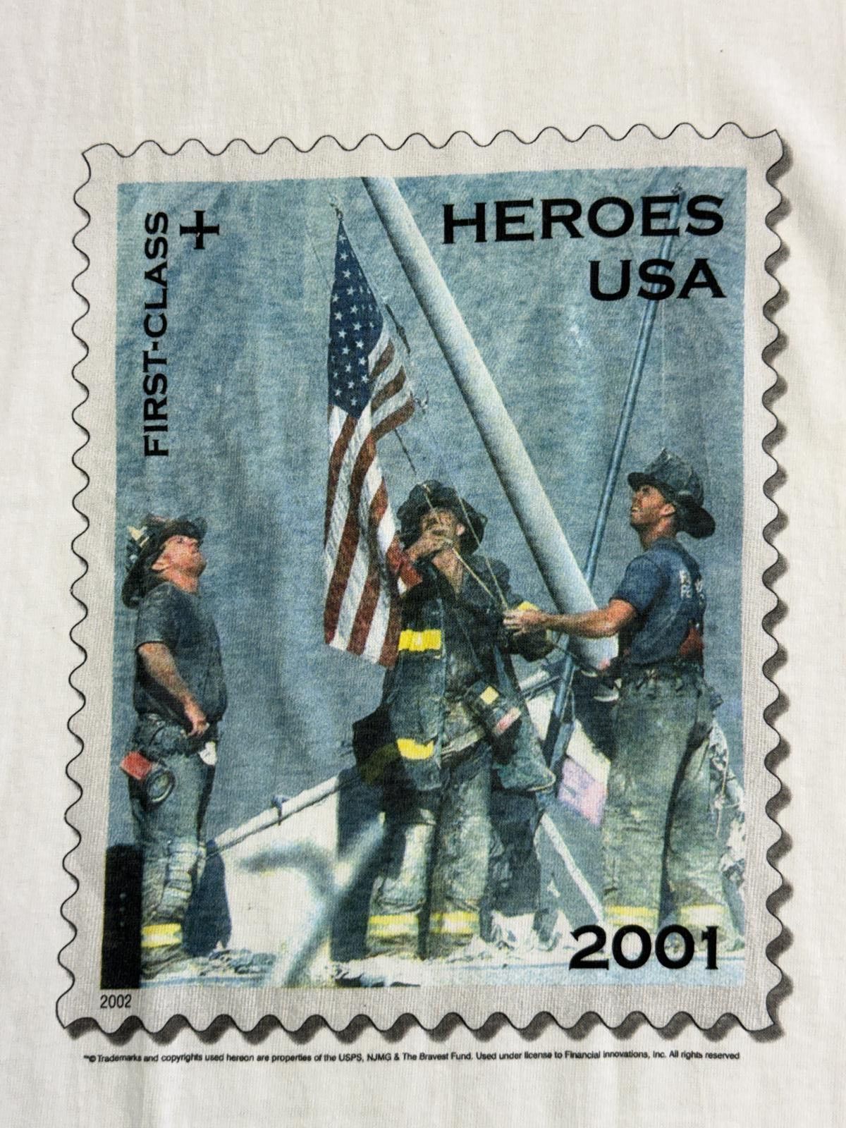 Jerzees Vintage 9/11 Stamp - US Postal Service Heroes USA 2001 - L Size US L / EU 52-54 / 3 - 3 Thumbnail