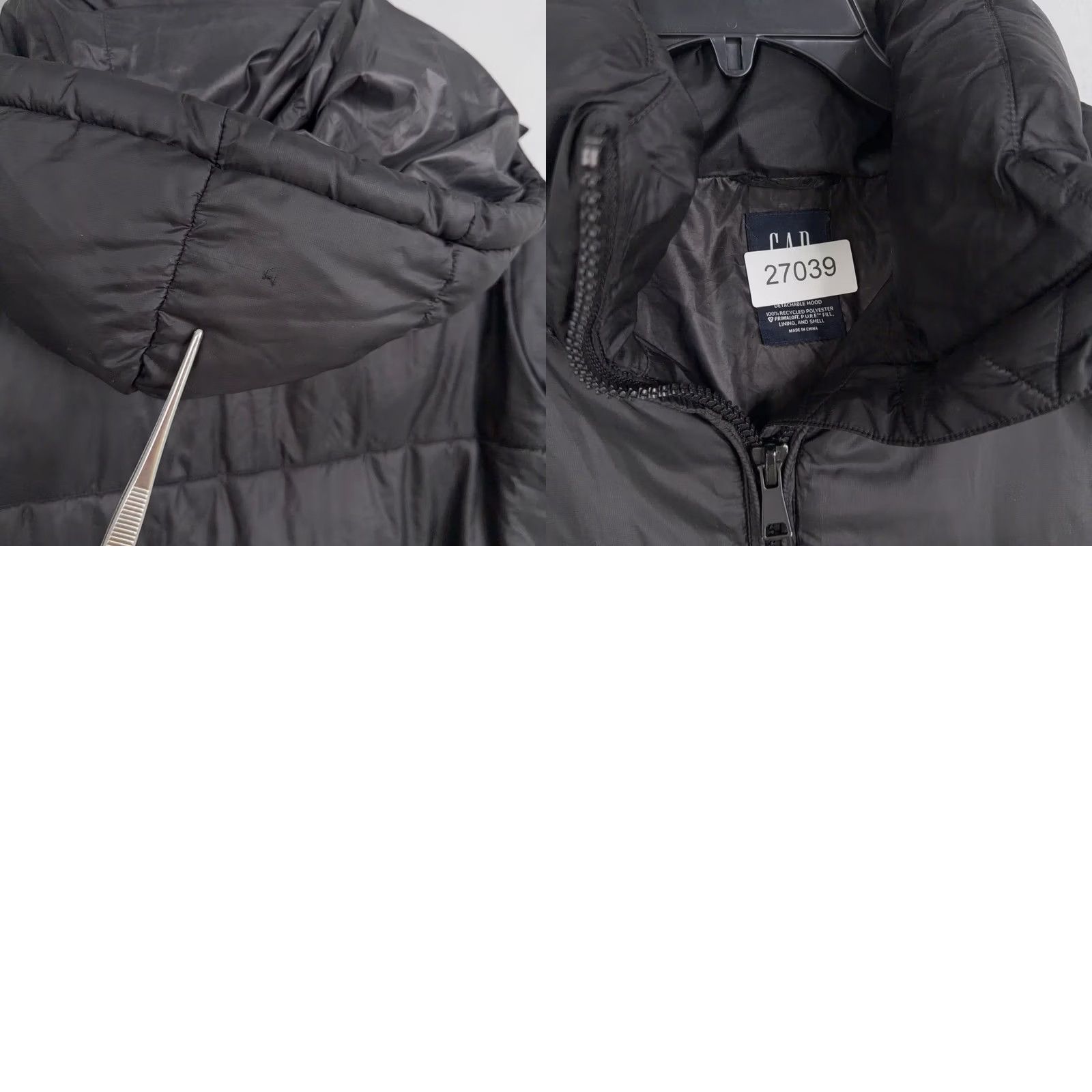Gap Gap Puffer Jacket Mens M Black Solid PrimaLoft P.U.R.E. Hooded Winter Gorpcore Jacket Size US M / EU 48-50 / 2 - 8 Thumbnail