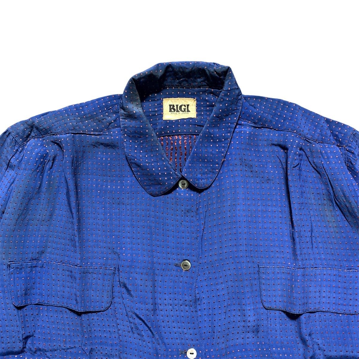 BIGI Vtg 80s Bigi Shirt Blue Polka Double Pocket Shirt Size L / US 10 / IT 46 - 2 Thumbnail
