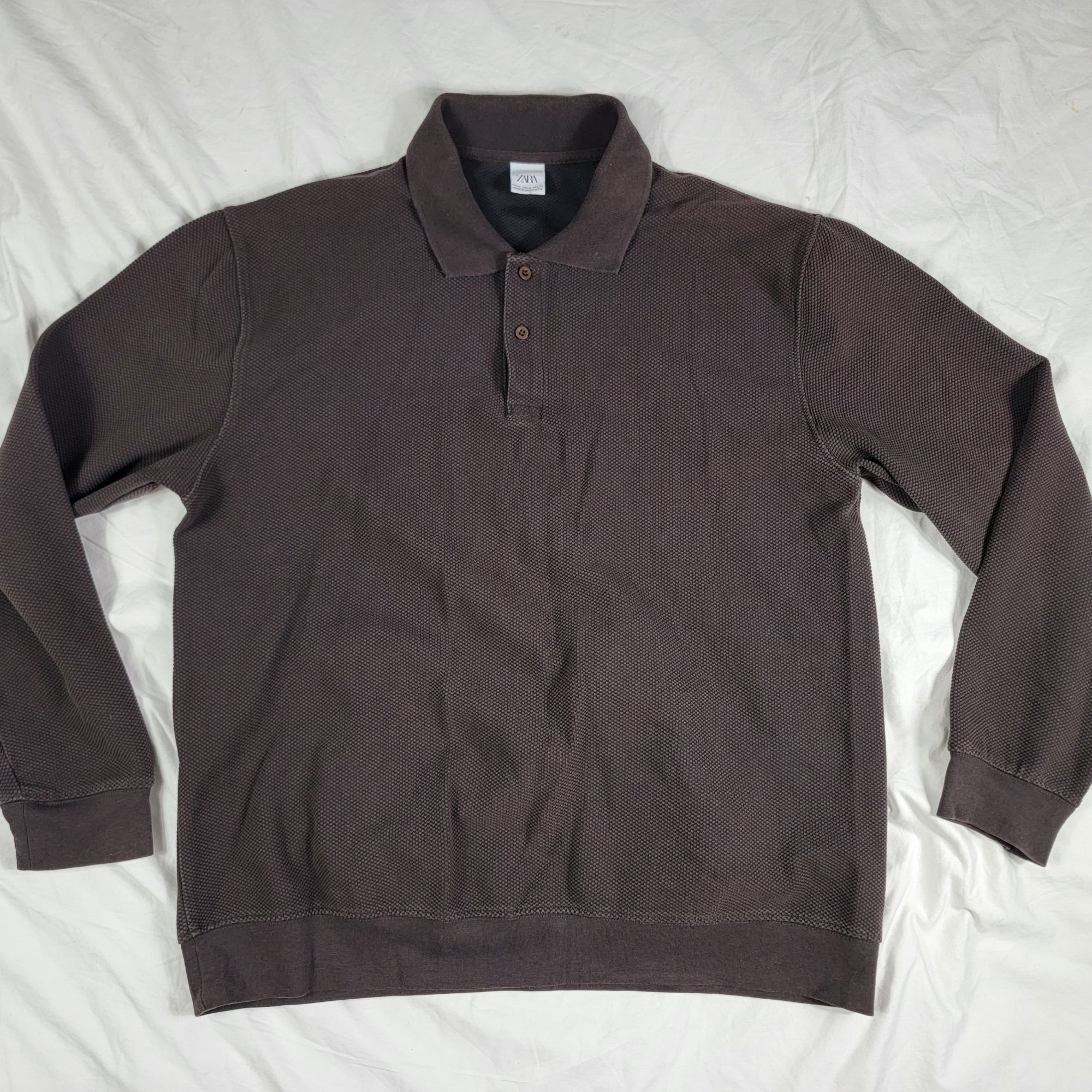 Zara Zara Mens XL Brown Long Sleeve Polo Shirt Casual Formal Part Size US XL / EU 56 / 4 - 1 Thumbnail