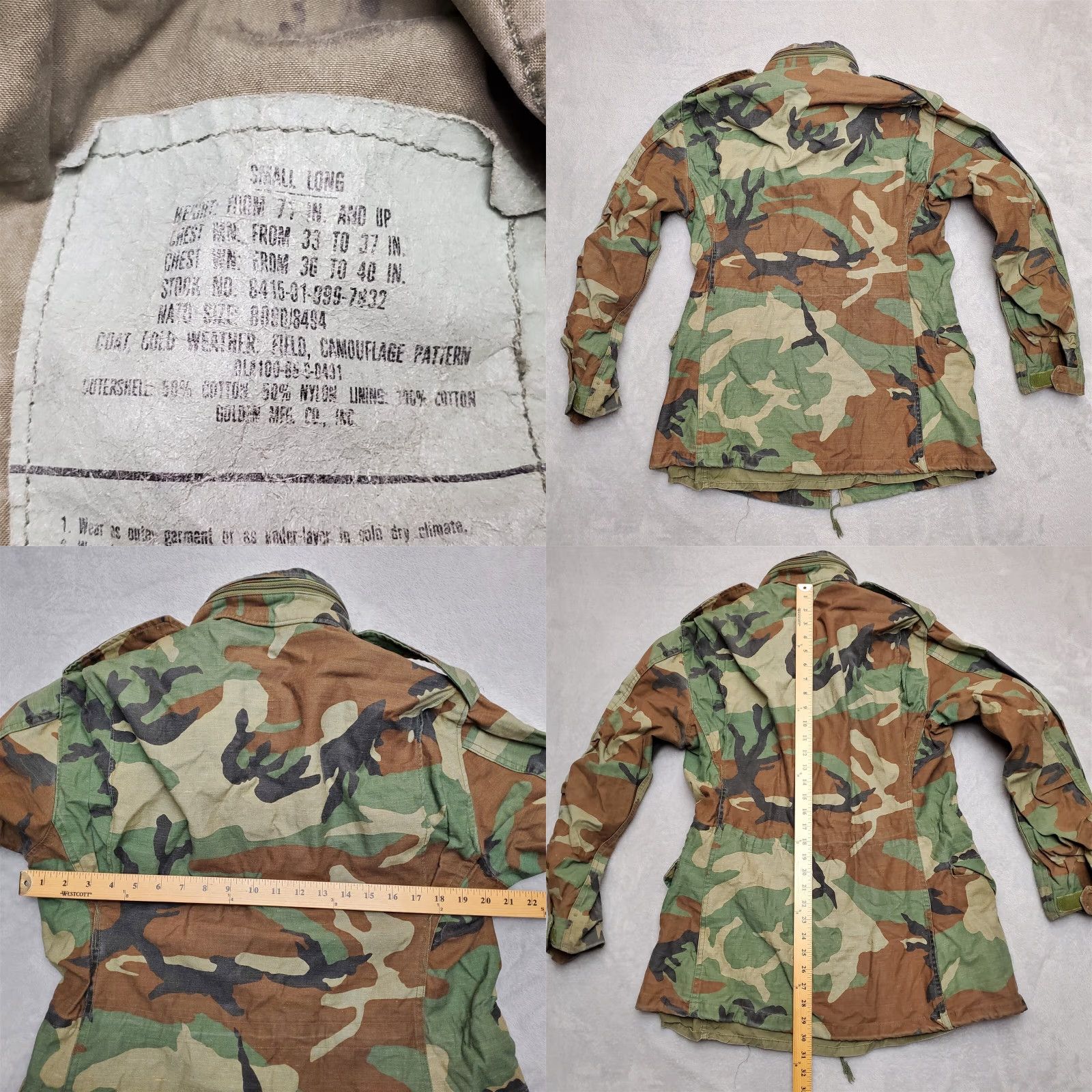 Agolde VTG Cold Weather Field Jacket Mens Small Long Green Woodland Camoflage Coat Size US S / EU 44-46 / 1 - 8 Thumbnail