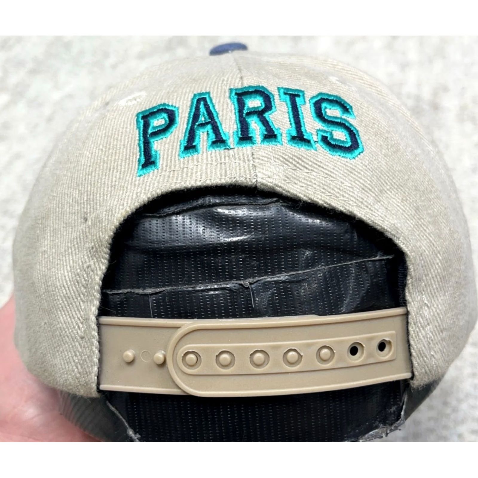 Hard Rock Cafe VINTAGE Hard Rock Cafe Hat Cap Snapback Adult Paris France Blockhead Tan Blue Size ONE SIZE - 2 Thumbnail