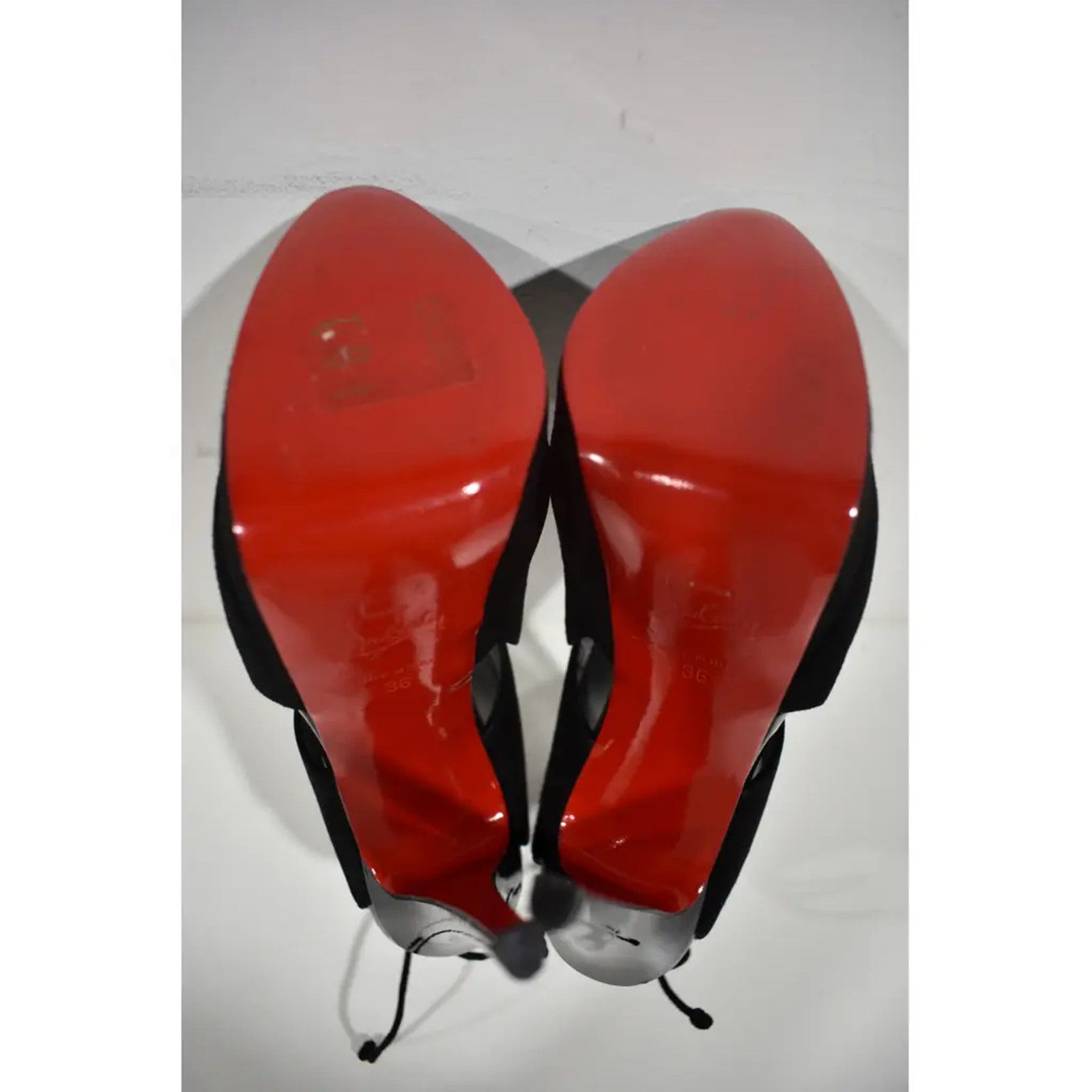 Christian Louboutin Farfamesh 150 Black Platform Peep Toe Sandal Heel Pump 36 Size US 6 / IT 36 - 11 Thumbnail