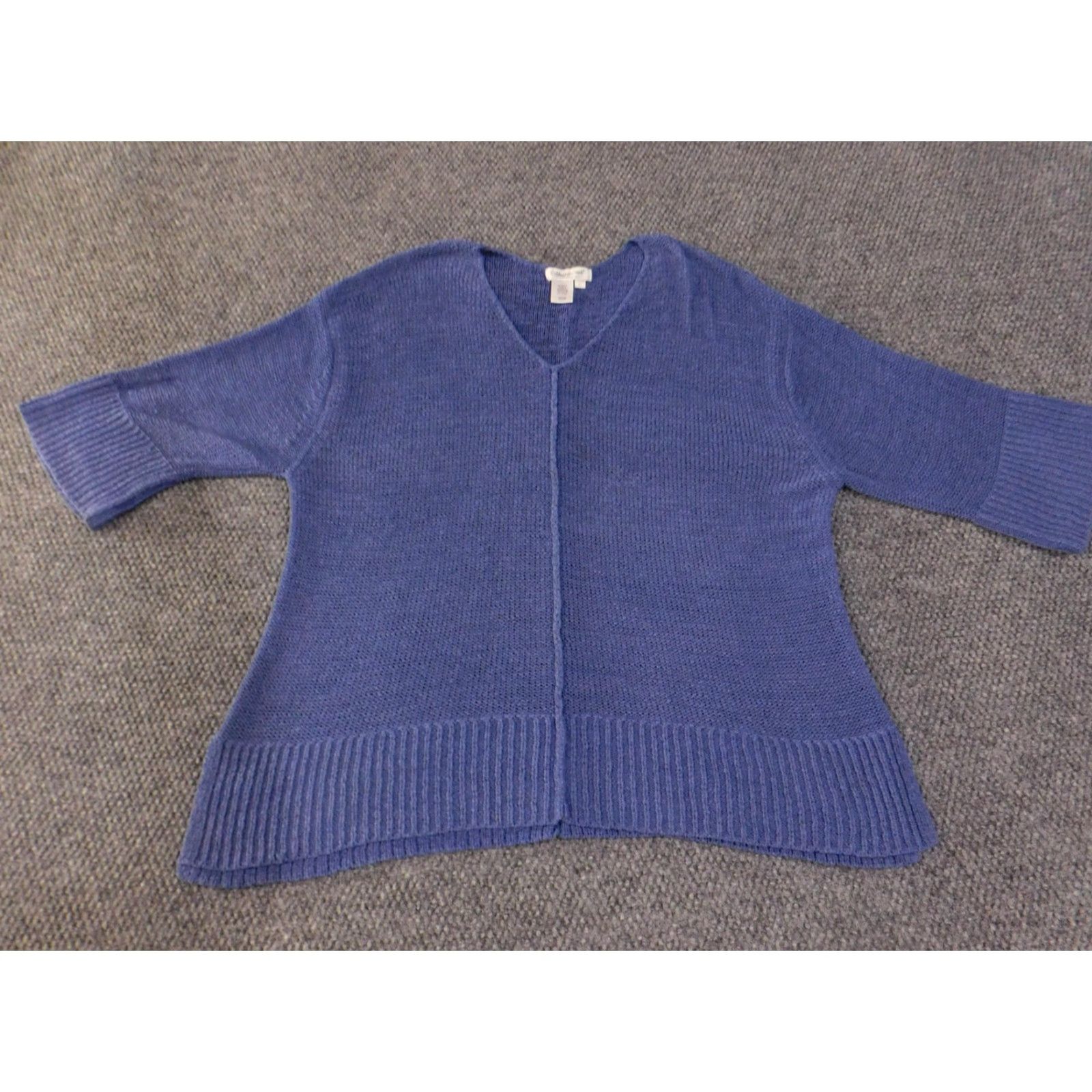 Coldwater Creek Coldwater Creek Sweater Womens Large Blue V-Neck 3/4 Sleeve Ribbed Pullover Size L / US 10 / IT 46 - 4 Thumbnail