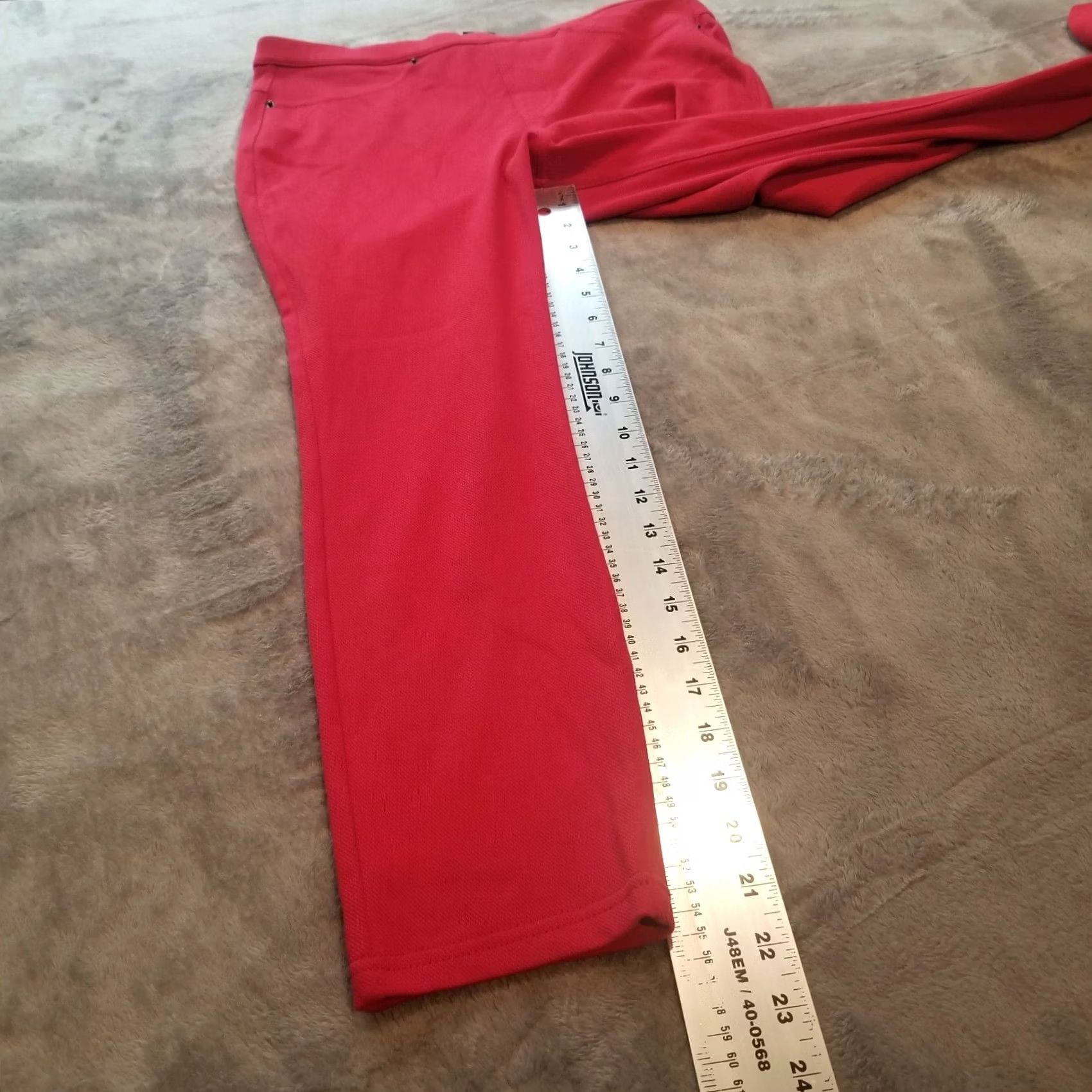 Vintage Hue Women's Medium Cropped Capri Pants Pull On Pink Stretch Straight Mid-Rise Size 32" / US 10 / IT 46 - 7 Thumbnail