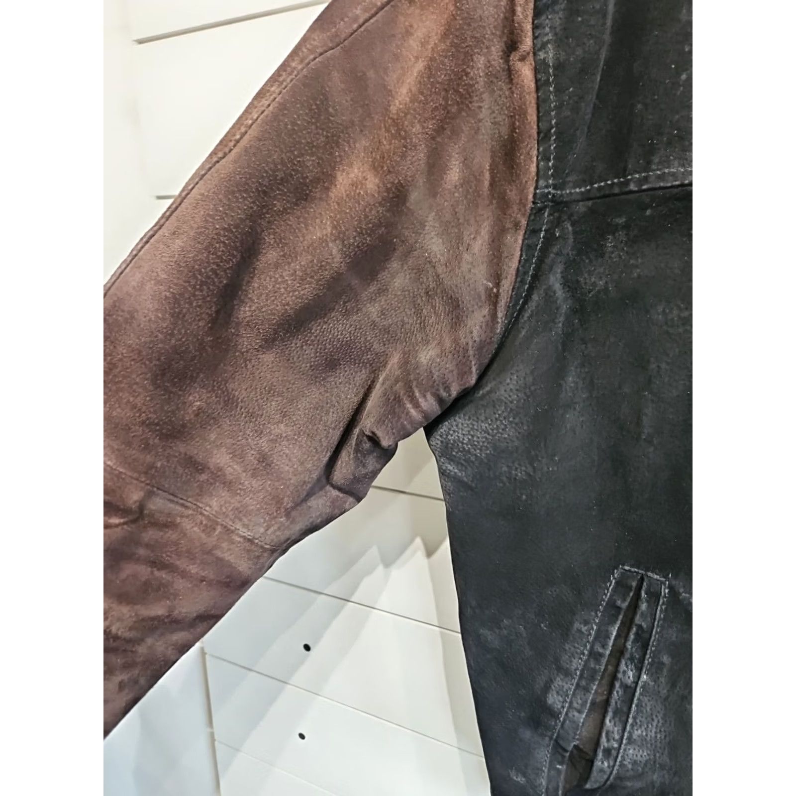 Vintage VINTAGE John Deere Leather Suede Letterman Varstiy Jacket Mens L Brown Leather Full Zip Farm Trucker Style 90s-Model Mens Size US L / EU 52-54 / 3 - 4 Thumbnail