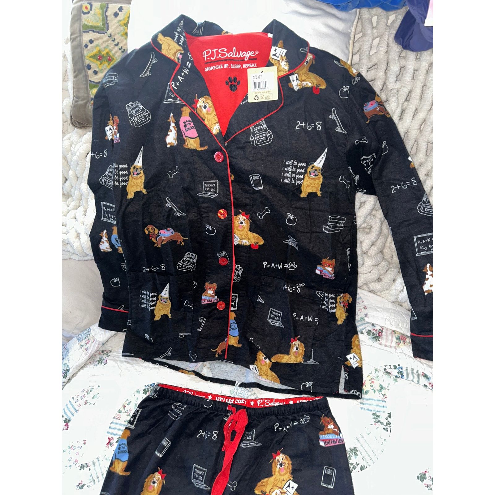 Other NWT PJ SALVAGE COTTON FLANNEL TEACHER'S PET DOGS PAJAMAS S Size ONE SIZE - 3 Thumbnail