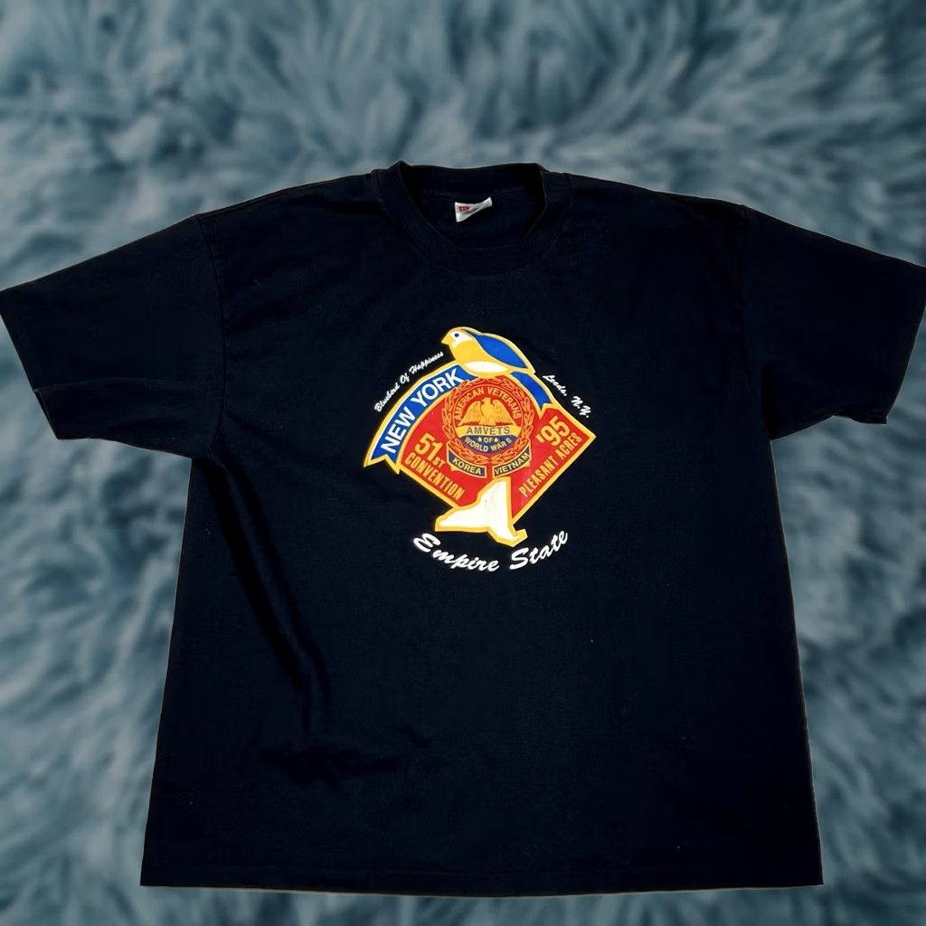 Hanes VINTAGE 90s American Veterans 51st Convention Hanes T-Shirt Army XL Black Mens Shirts Size US XL / EU 56 / 4 - 1 Thumbnail