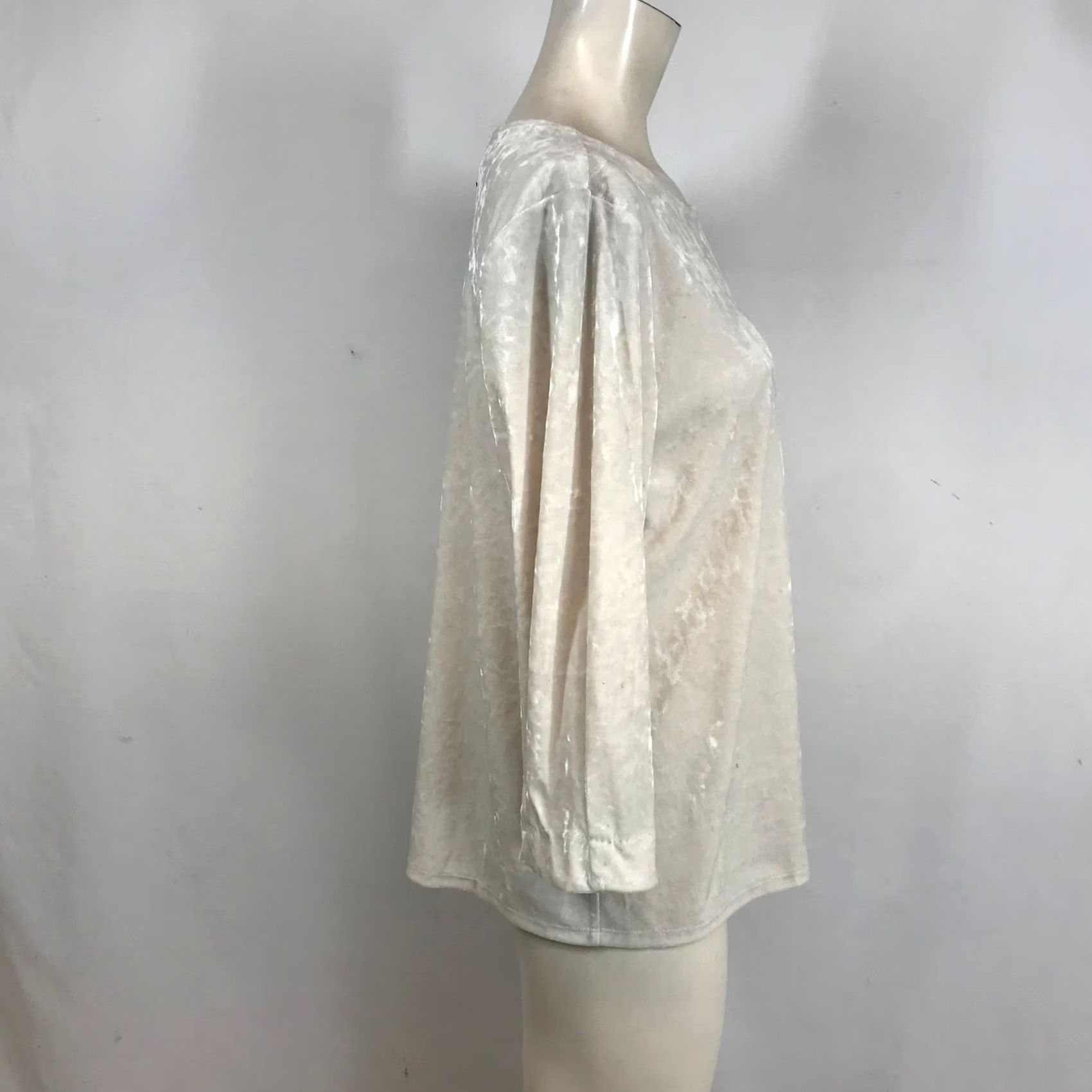 J. Jill J. Jill Womens Champagne Velvet Scoop Neck Blouse Top Medium Size M / US 6-8 / IT 42-44 - 4 Thumbnail