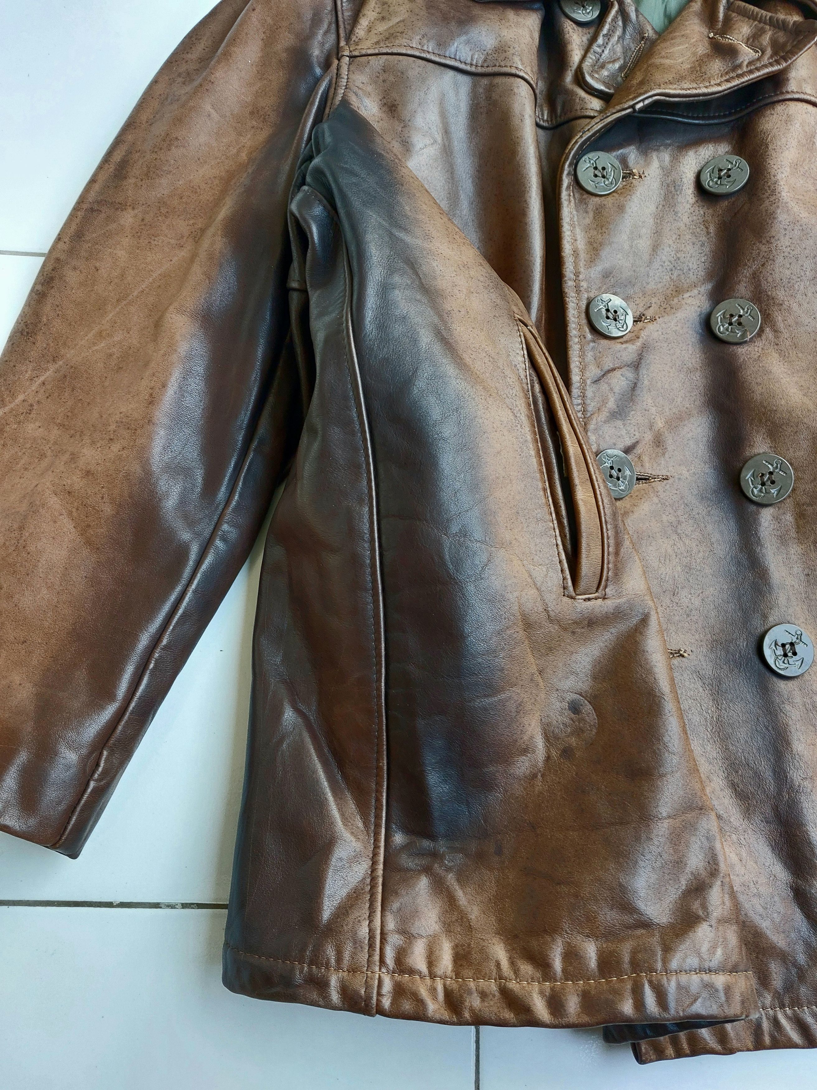 Schott SCHOTT 740N PEA COAT VINTAGE LEATHER JACKET Size US XL / EU 56 / 4 - 11 Thumbnail