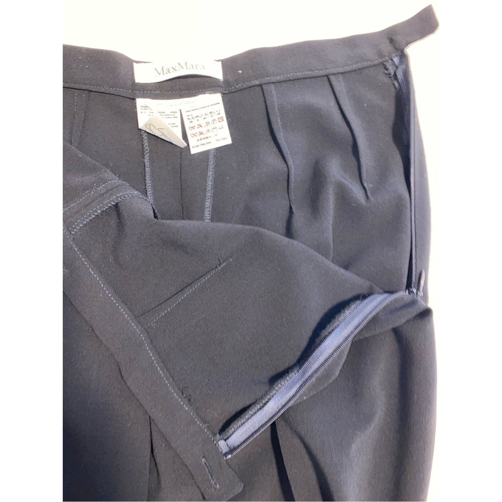 Max Mara MaxMara $650 Navy Blue Wool Blend Side Zip Pant Trouser 8 Size 30" / US 8 / IT 44 - 8 Thumbnail