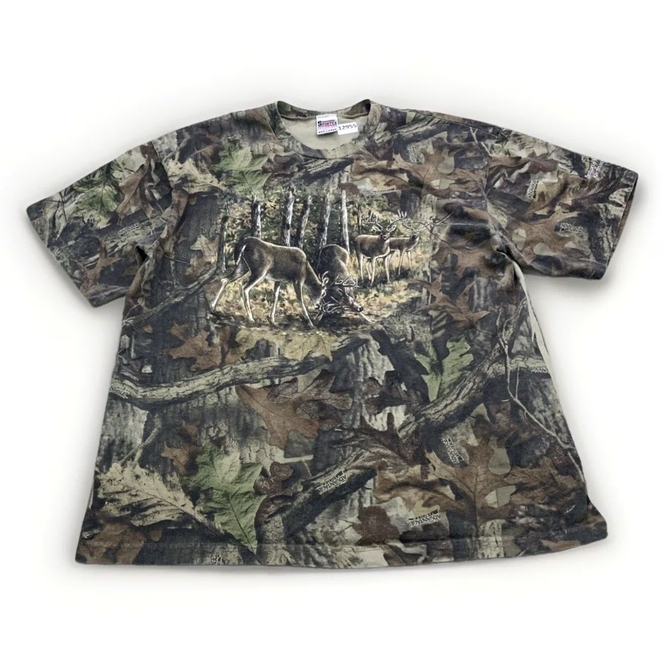 Vintage VINTAGE Sportex T-Shirt 3XL Camouflage Crew Neck Green USA 90s Proweight Advantage Timber Cameo Shirt Mens Size US XXL / EU 58 / 5 - 2 Thumbnail