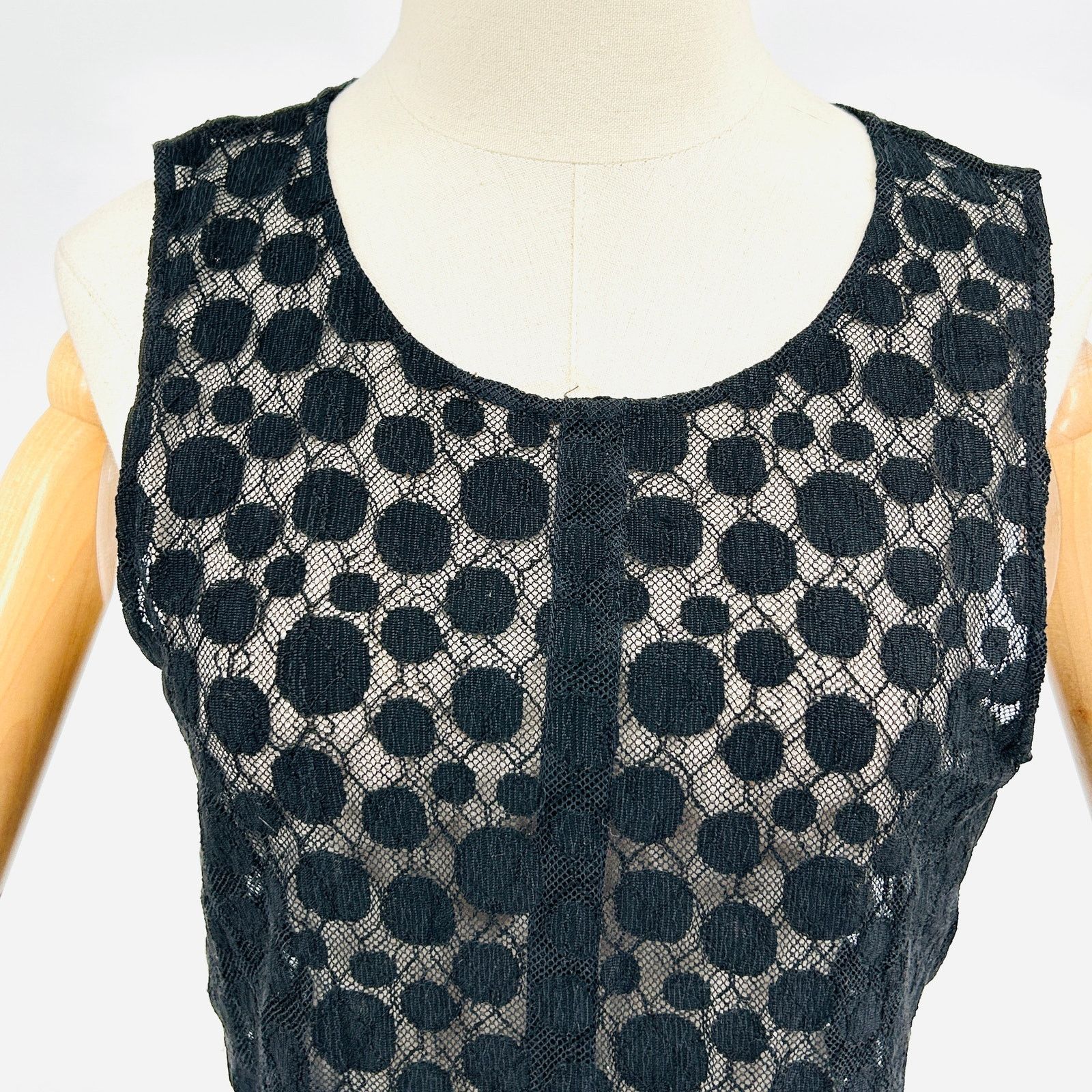 Theory Theory Black Lace Mesh Sleeveless Minimalist Midi Dress Size L / US 10 / IT 46 - 2 Thumbnail
