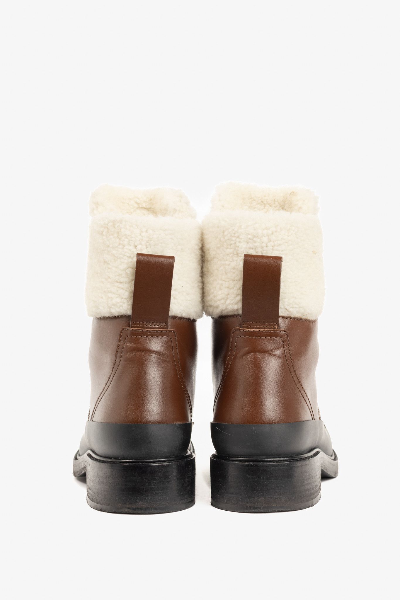 Chloe Chloe Roy Bark Brown Leather Zip-Front Shearling Boots Size US 9 / IT 39 - 3 Thumbnail