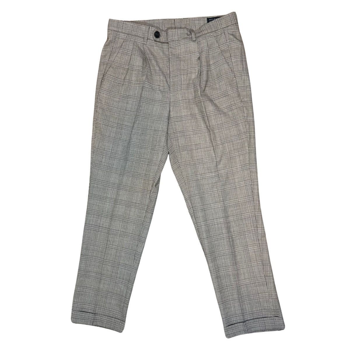 Allsaints AllSaints Brown/Tan/Beige/Gray Plaid Pleated Dress Pants | Grailed