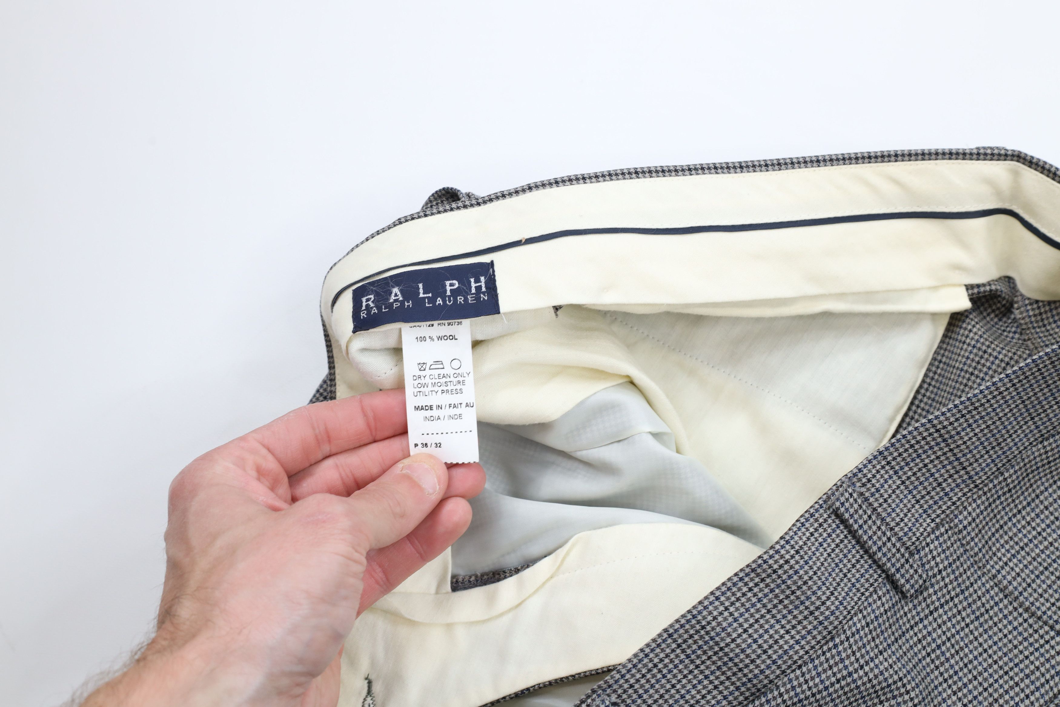 Ralph Lauren × Vintage Vintage 90s Ralph Lauren Cuffed Wide Leg Pants Houndstooth Size US 36 / EU 52 - 6 Thumbnail